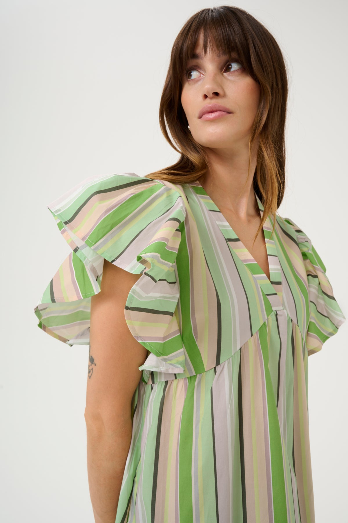 CULTURE Mola Dress Green Stripes