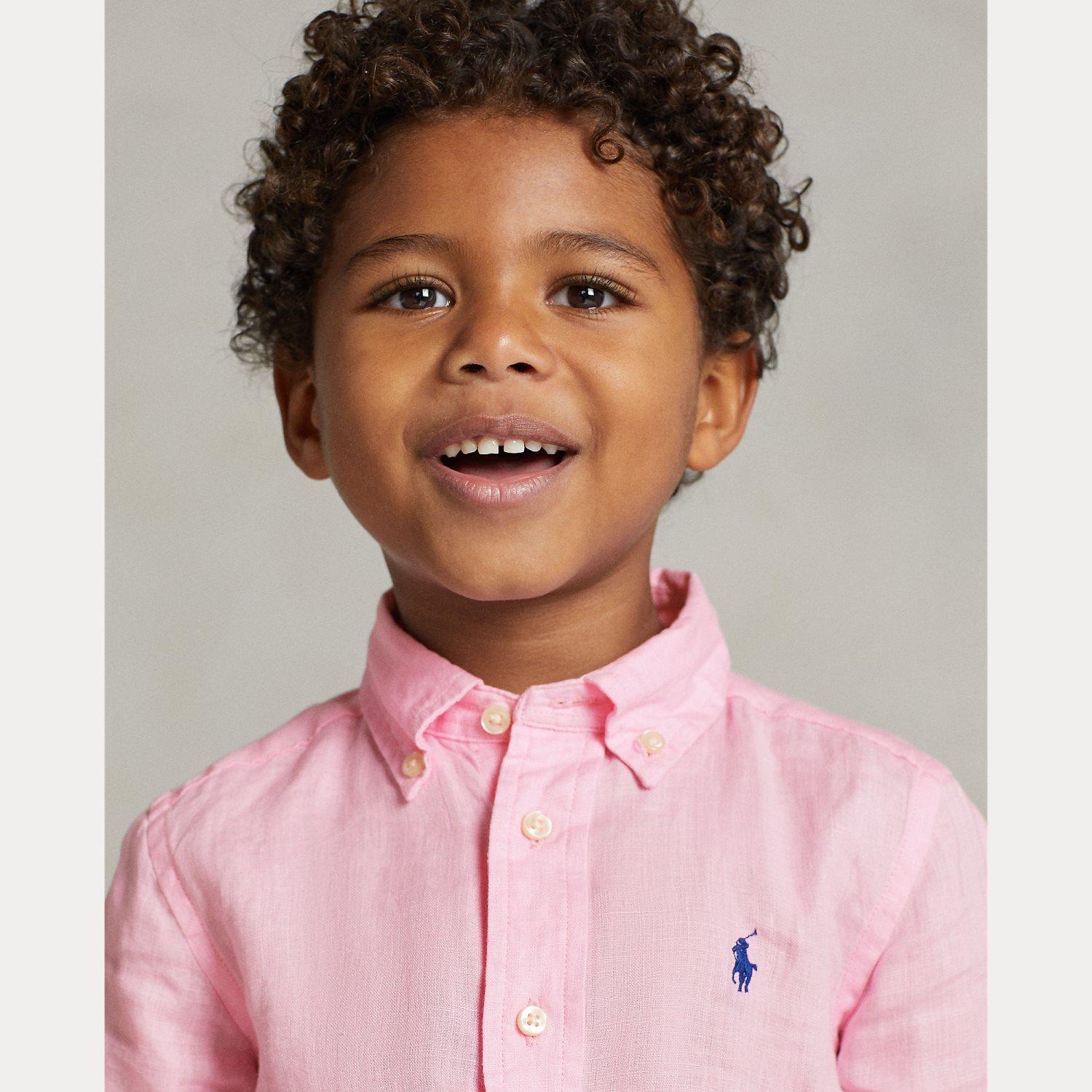 RALPH LAUREN 2-7År Linen Sport Shirt Rosa