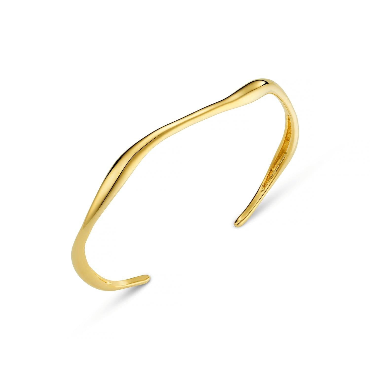 ORELIA Fine Wave Bangle Gold