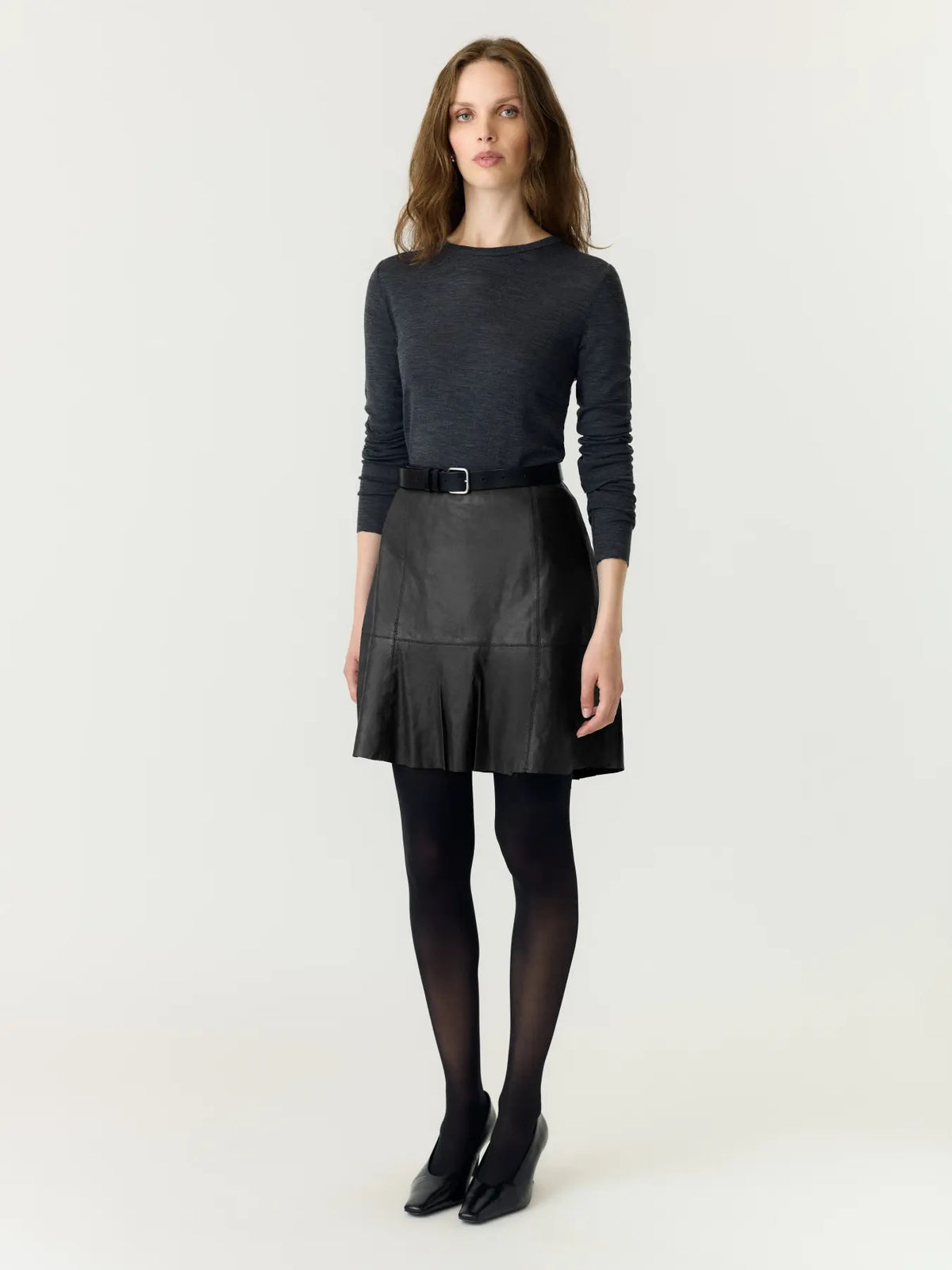YAS Yascolly Naplon Leather Skirt Black