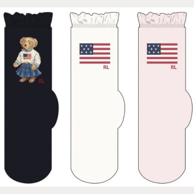 RALPH LAUREN 8-16År 3.pk Polo Bear Sokker