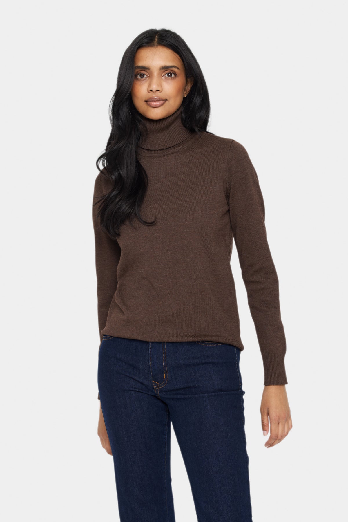 SAINT TROPEZ Mila rollneck pullover Brun