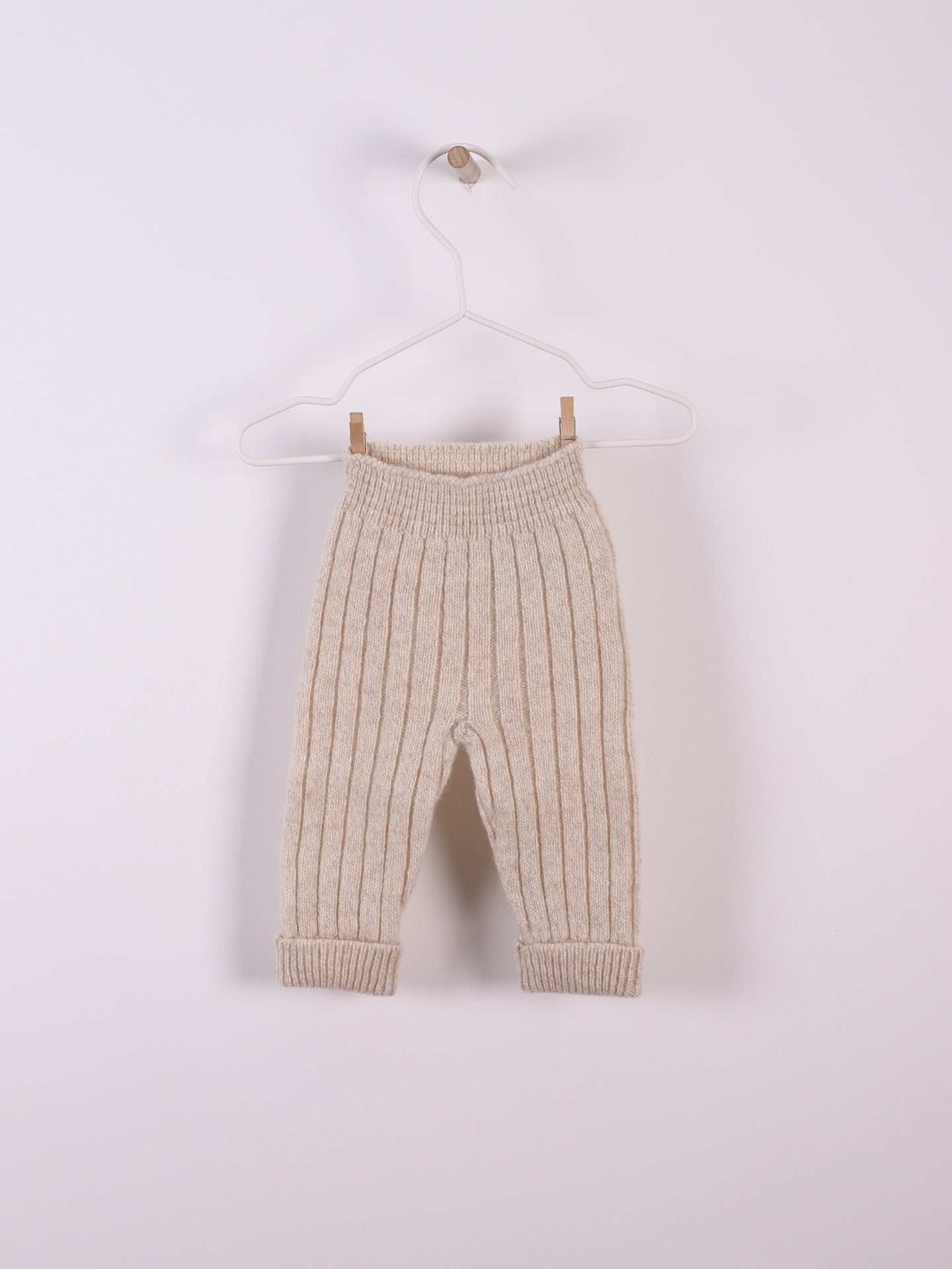 WEDOBLE Strikket Bukse Ribb,Ull Beige Melert
