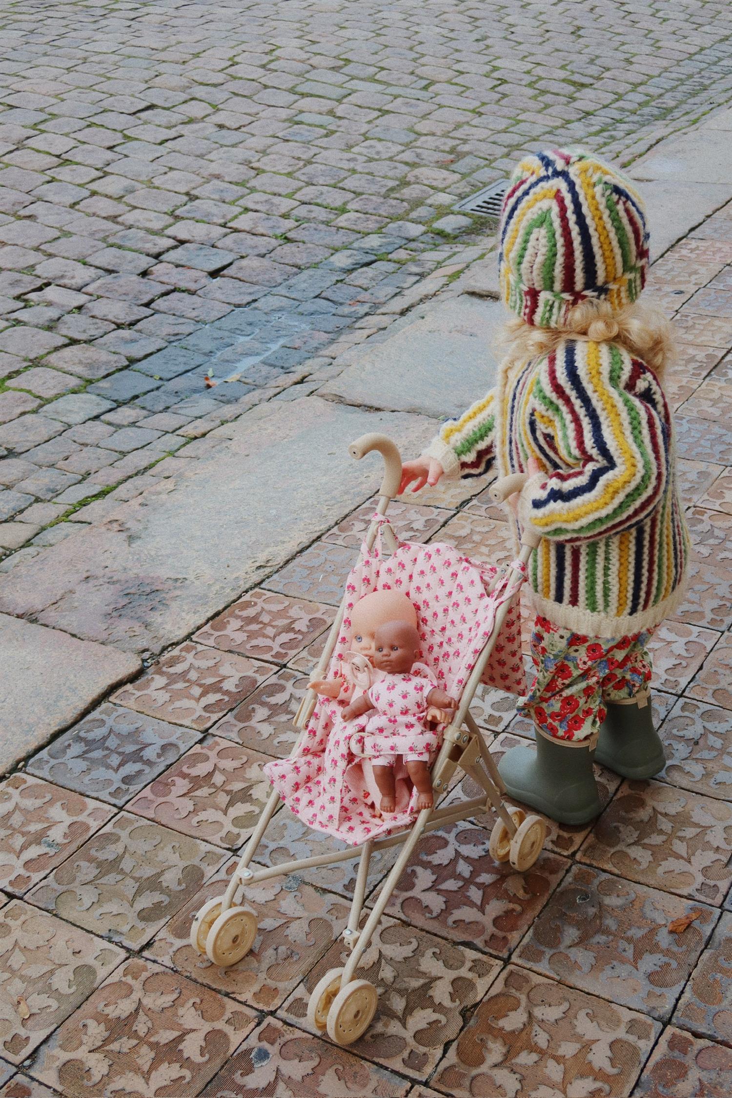 KONGES SLØJD Doll Stroller,Blomster Rosa