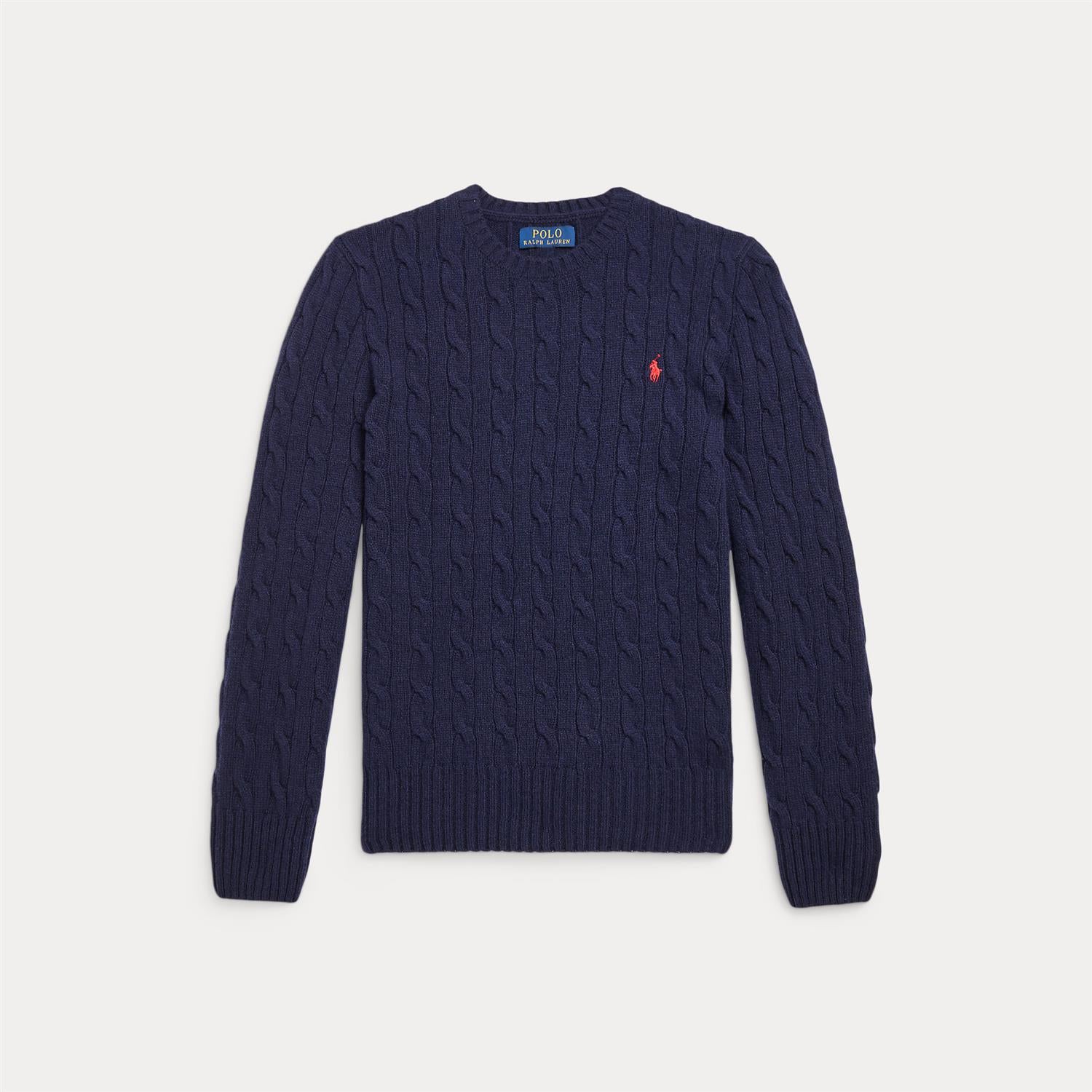 RALPH LAUREN 8-16År Kabelstrikket genser i ull og kasjmir