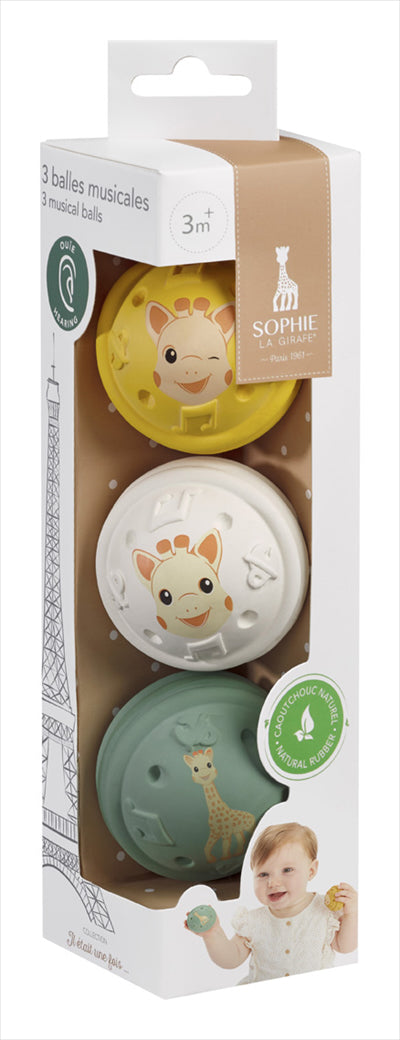 VULLI, SOPHIE LA GIRAFE 3 pk baller med lyd