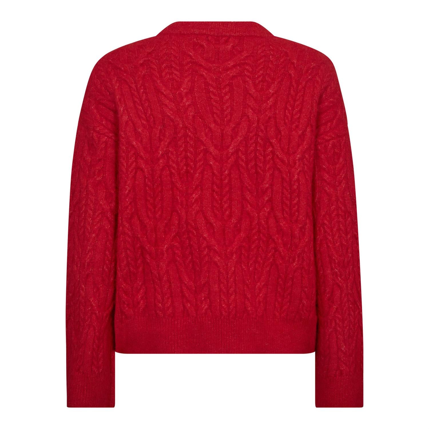 CO´ COUTURE Benal Cable O-Knit Sweater Red