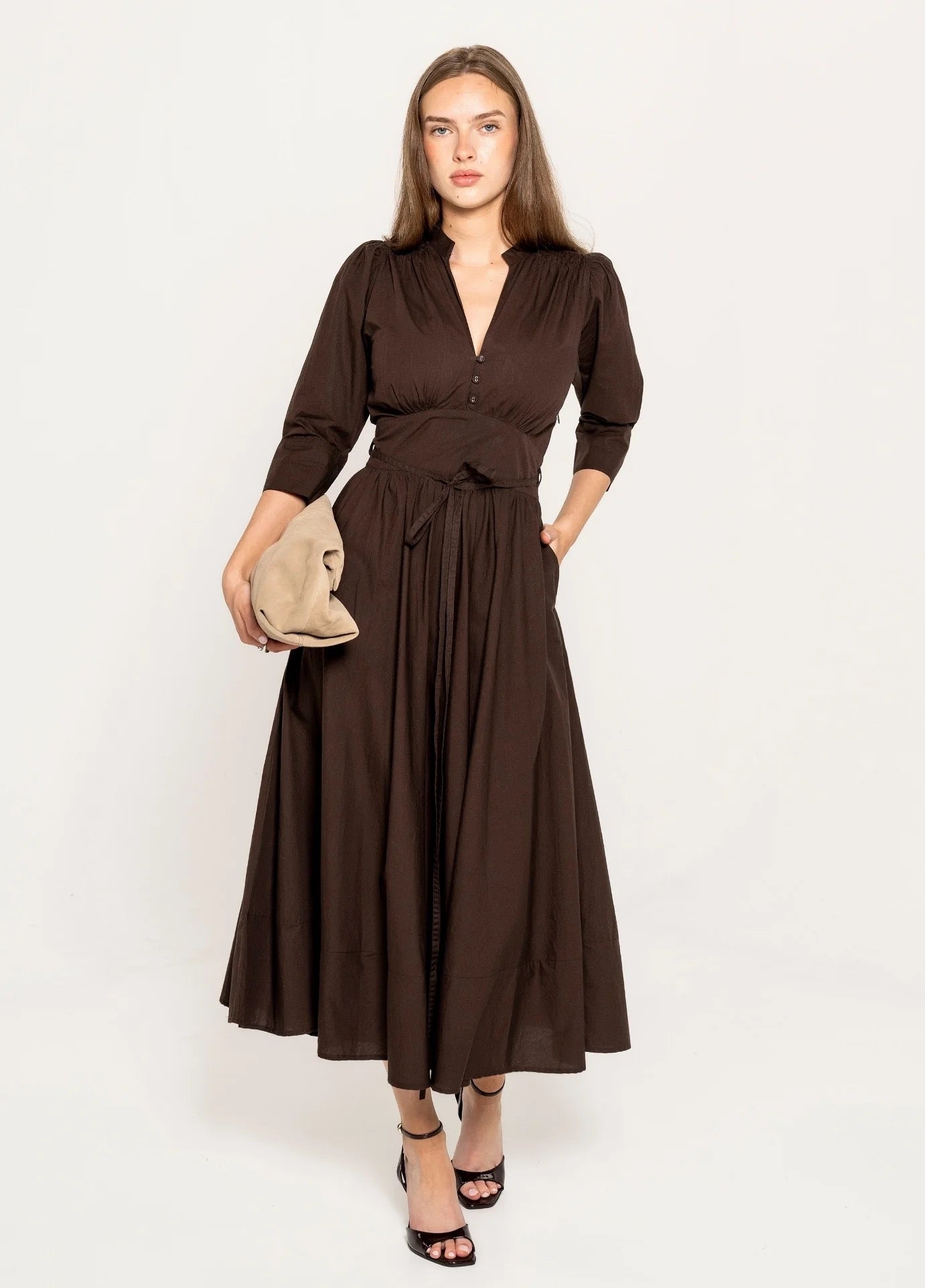 MISSMAYA Maria Dress Chocolate Poplin