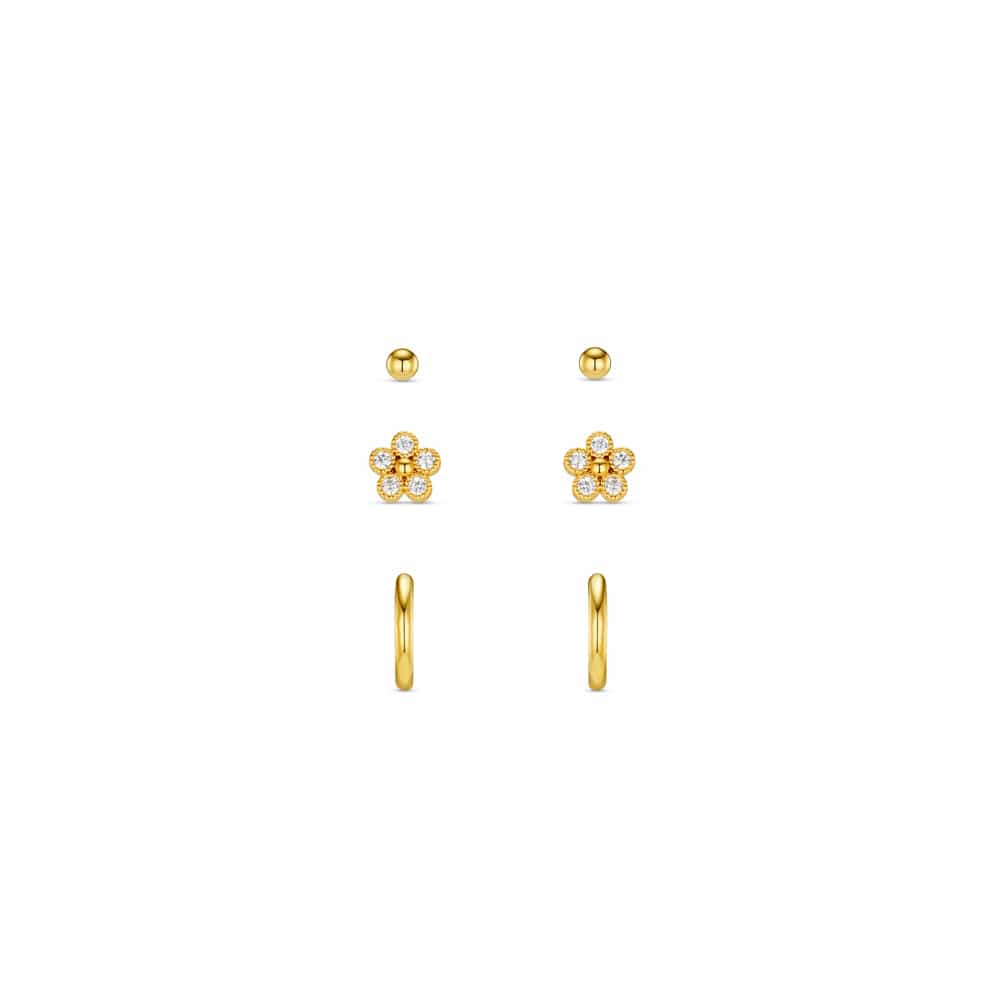 ORELIA Crystal flower & micro hoop earring pack - Farmor Ingvarda