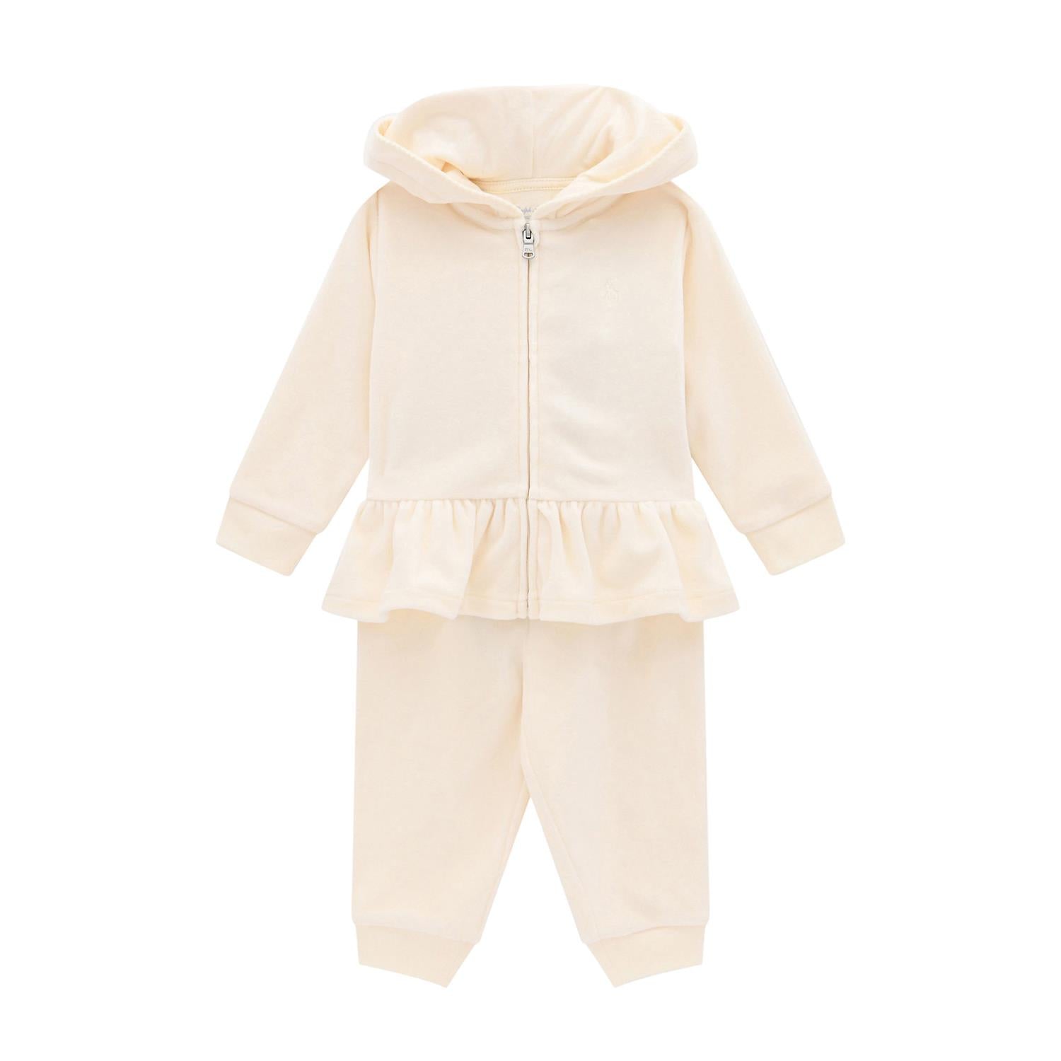 RALPH LAUREN Baby 0-24mnd. Velour Hoodie & Pants Set Krem