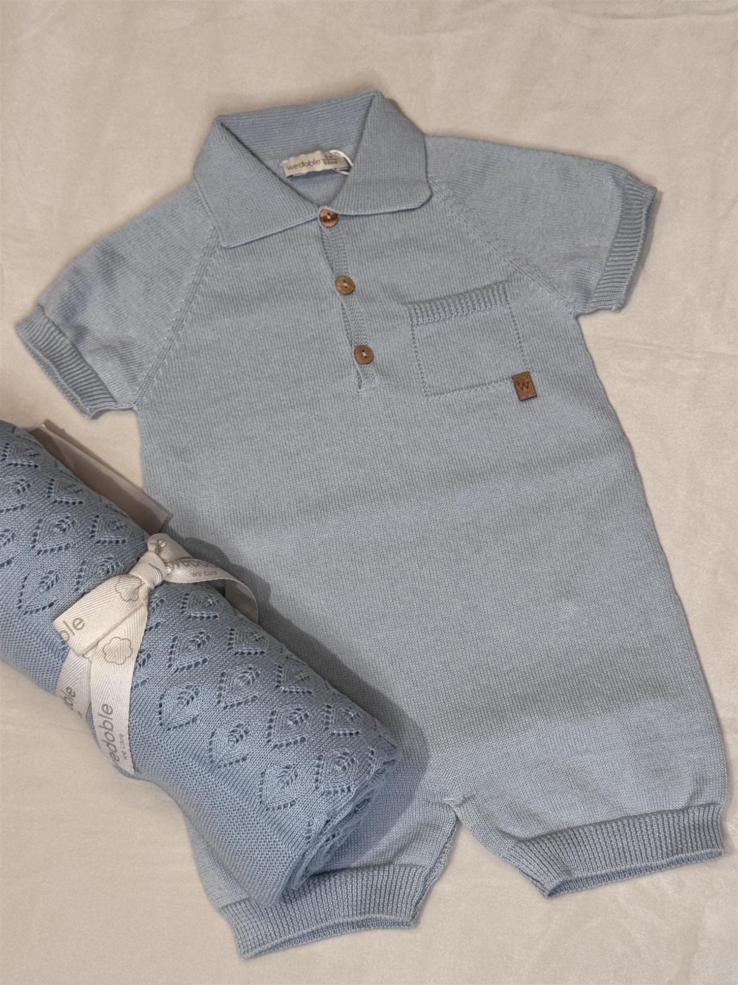 WEDOBLE Strikket romper Lyseblå - Farmor Ingvarda