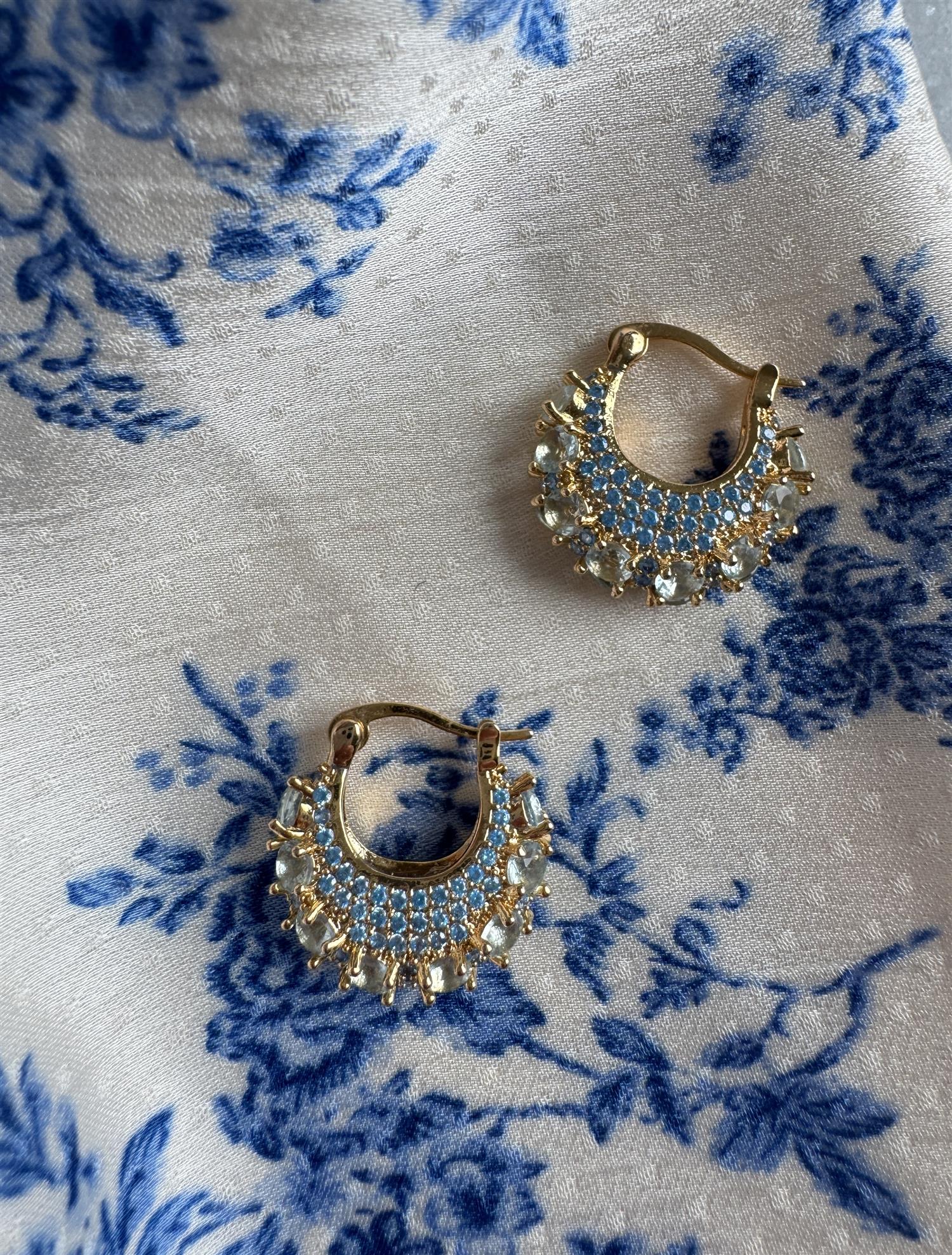 PICO Zahara Crystal Hoops Light Blue