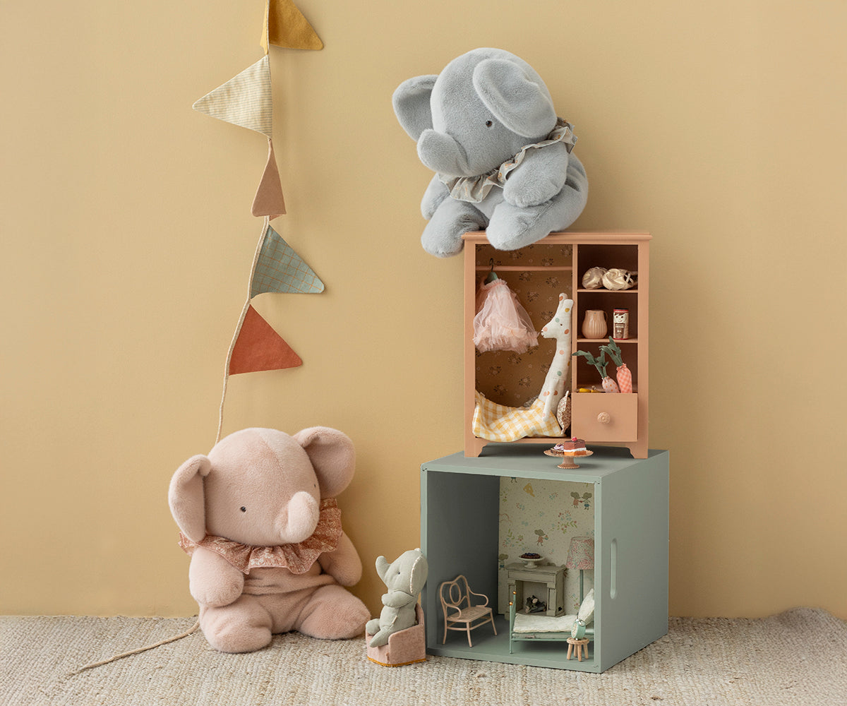 MAILEG Elephant Plush,Big Dus Rosa