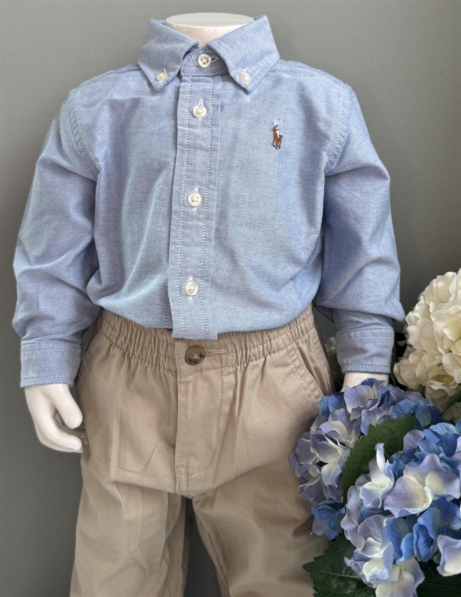 RALPH LAUREN Baby 0-24mnd. LS BD-Tops-shirt Lyseblå
