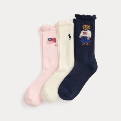 RALPH LAUREN 8-16År 3.pk Polo Bear Sokker