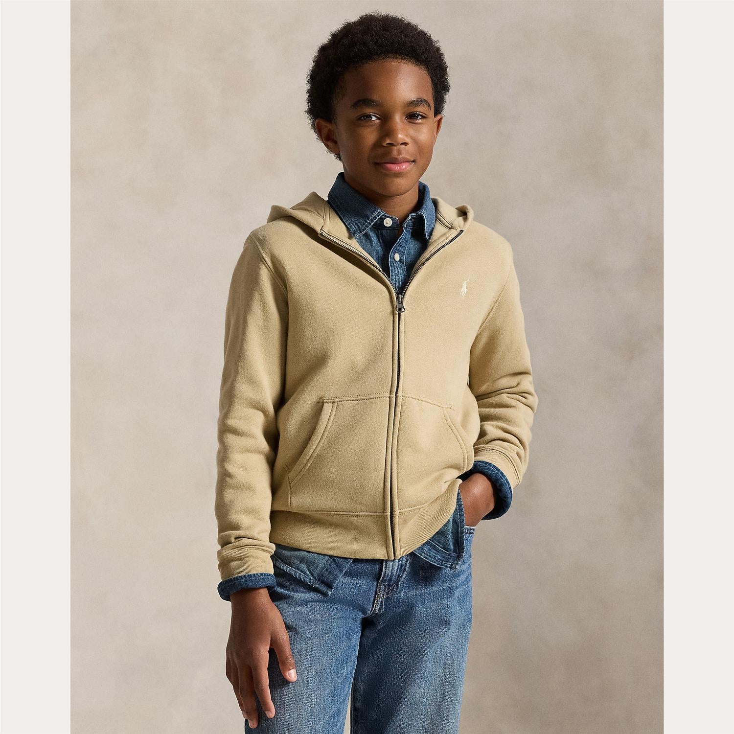 RALPH LAUREN 8-16År Full Zip Hoodie Khaki