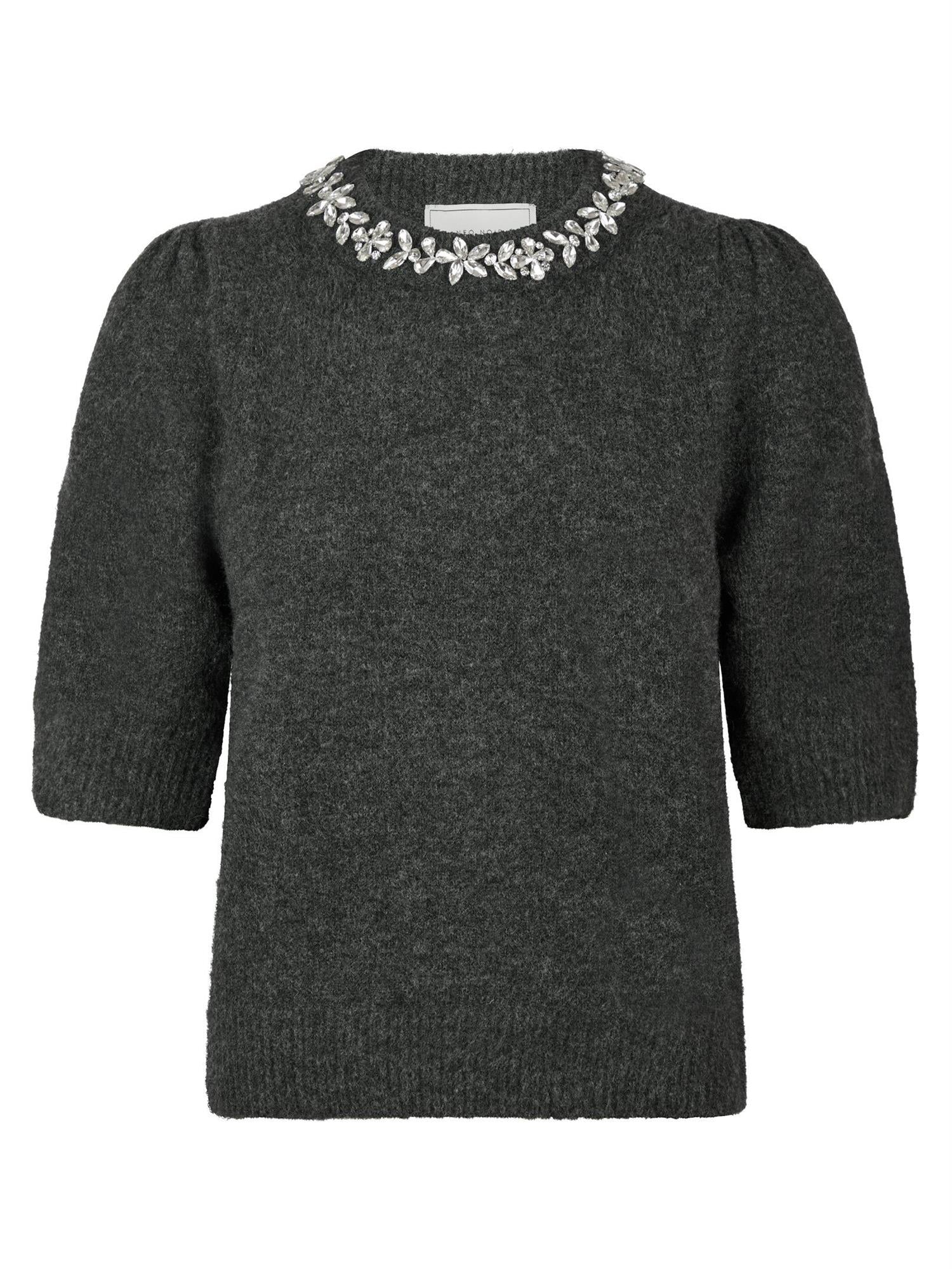 NEO NOIR Maia Stone Knit Blouse Grå