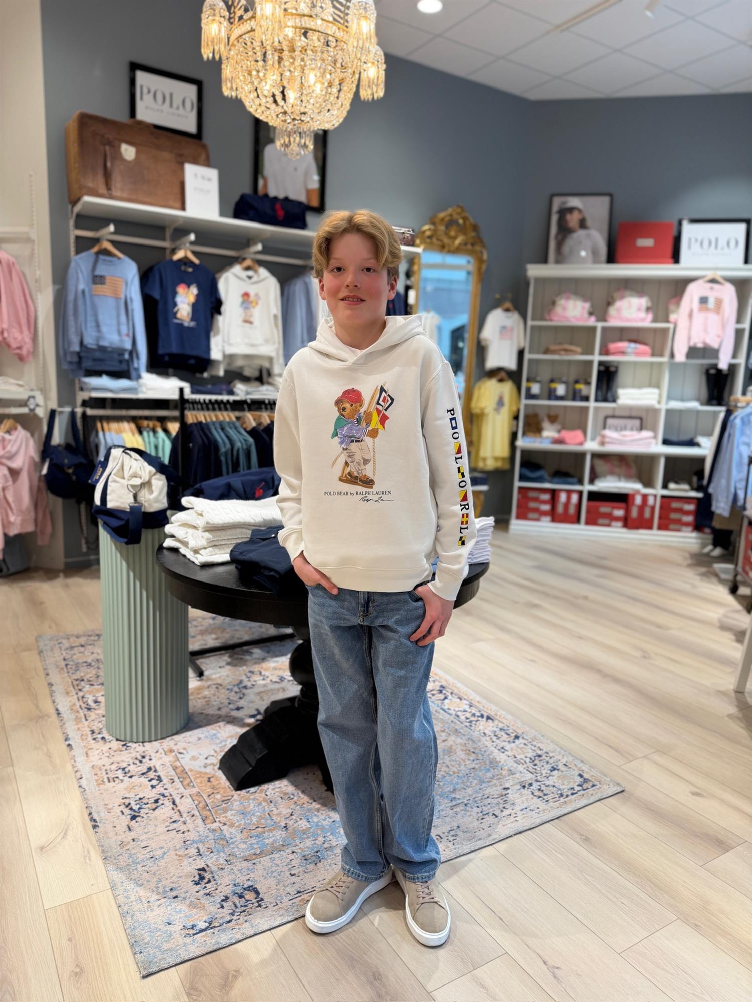 RALPH LAUREN 8-16År Polo Bear Hettegenser Hvit - Farmor Ingvarda