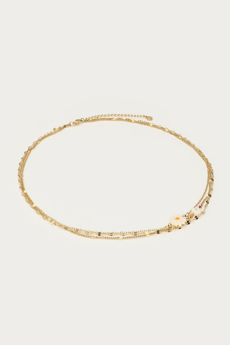 MY JEWELLERY Botanical triple necklace with white flowers - Farmor Ingvarda