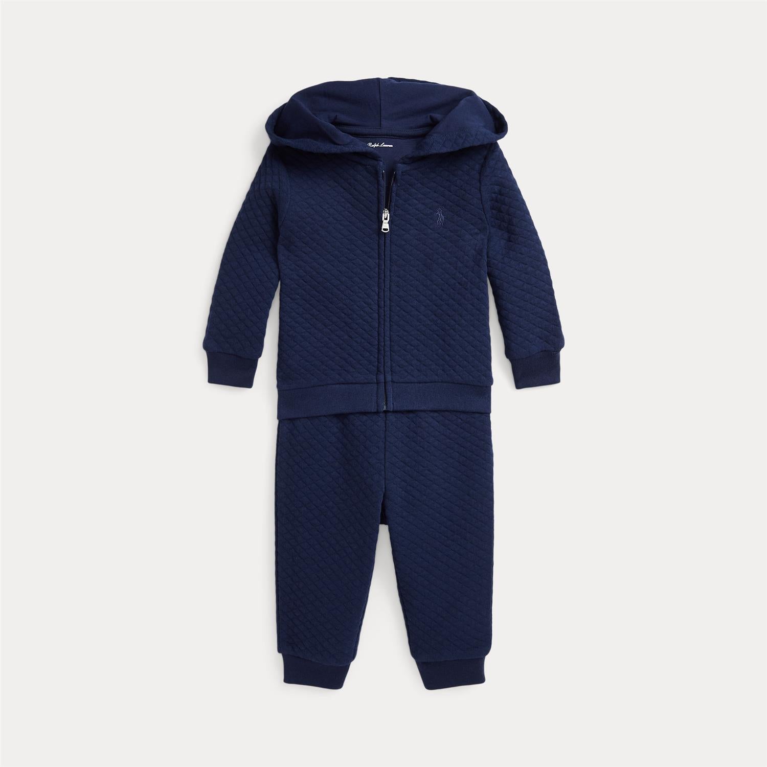 RALPH LAUREN Baby 0-24mnd. Quilt Hoodie & Pants Set Mørkeblå