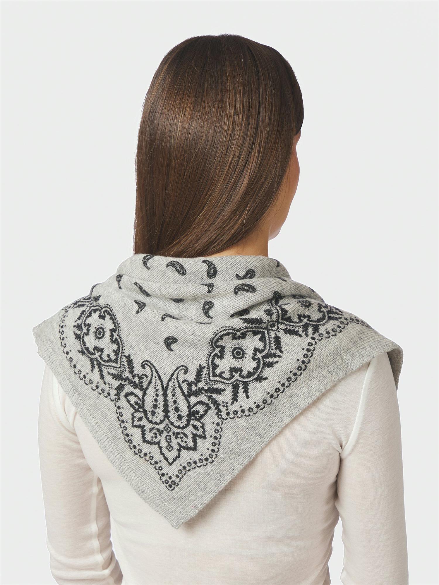 NEO NOIR Adelina Paisley Knit Scarf Grey