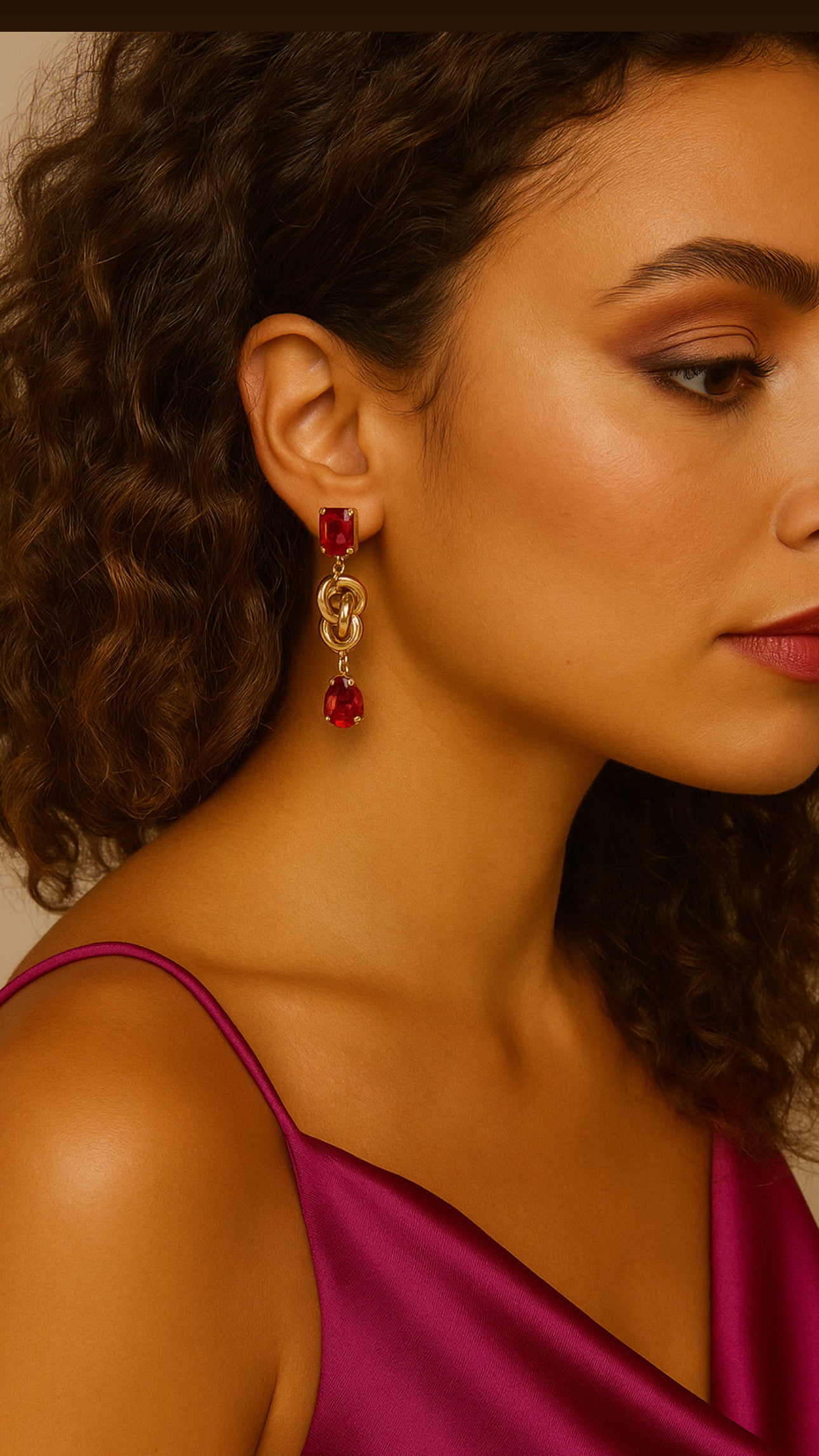ORELIA Statment gem earrings Gull/Rosa
