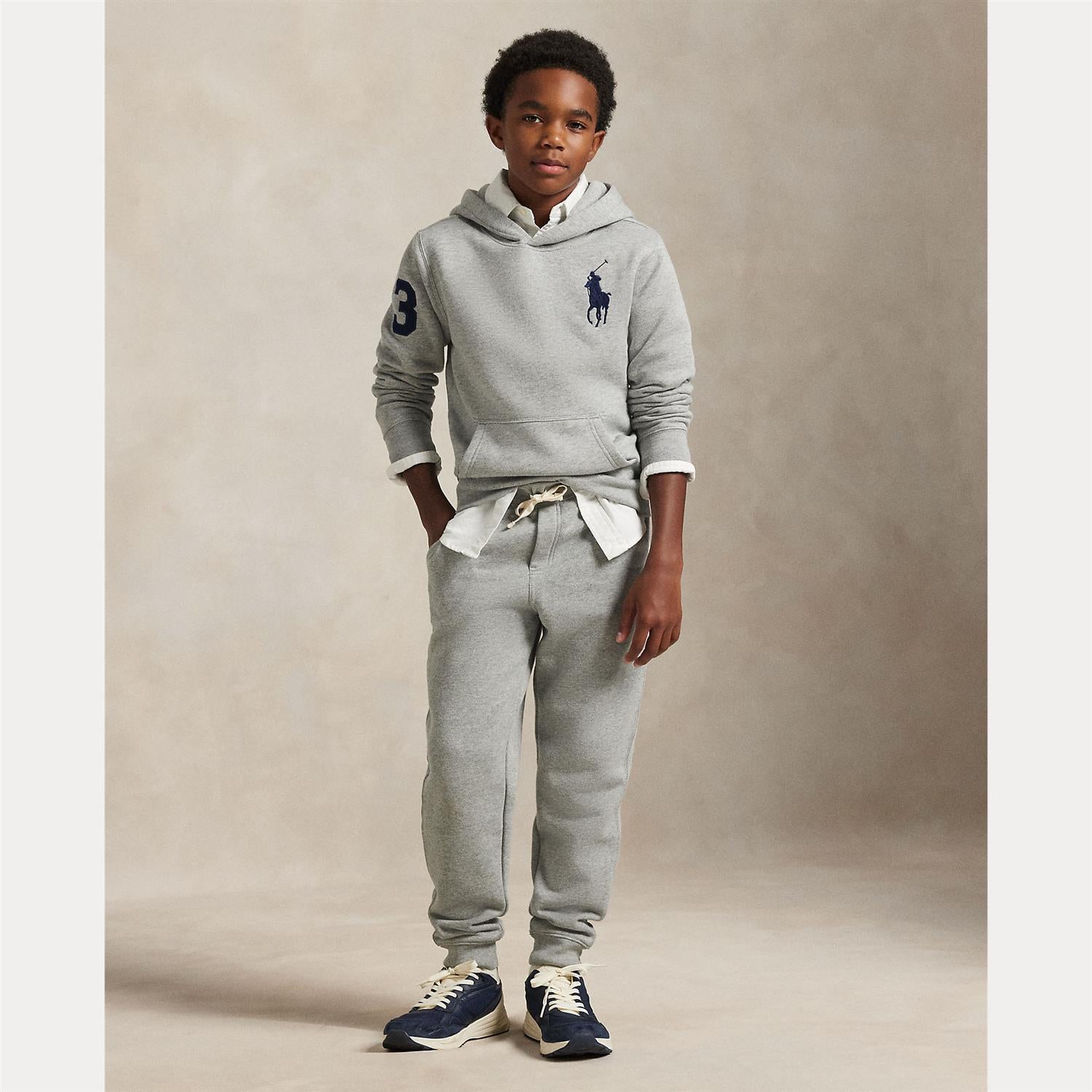 RALPH LAUREN 8-16År Hettegenser m/stor logo Grå