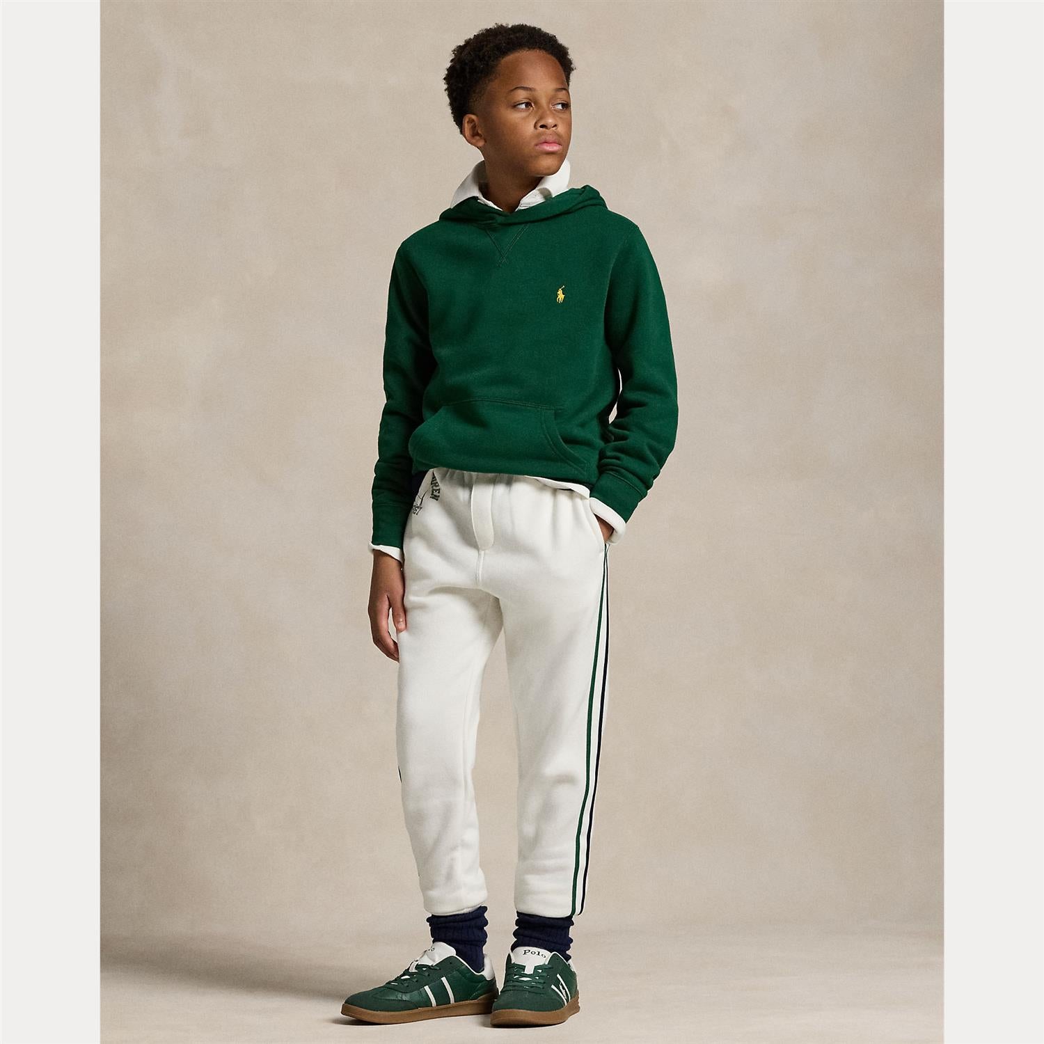 RALPH LAUREN 8-16År LS Polo Hood Tops,Teens Mørkegrønn