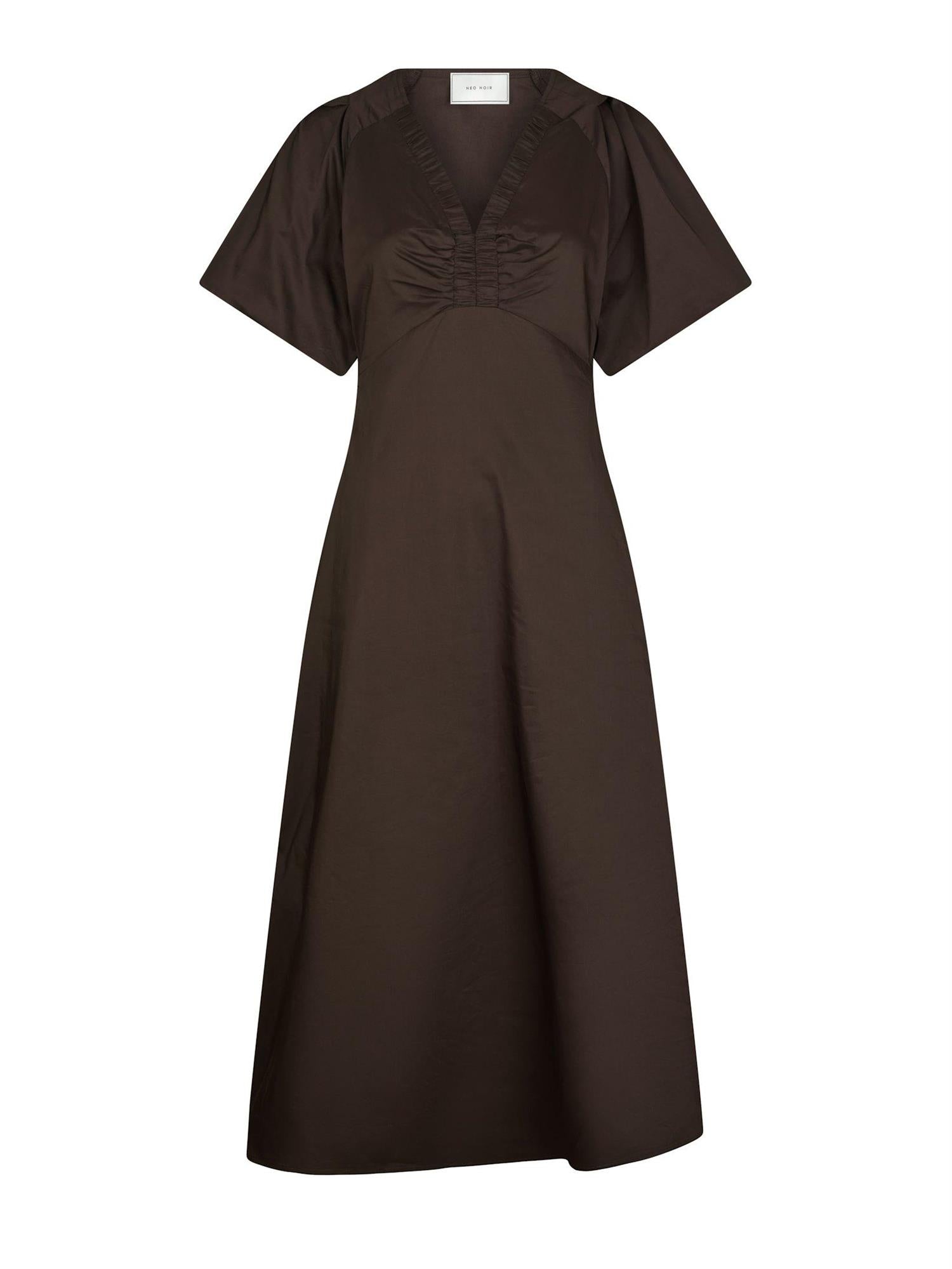 NEO NOIR Illana Poplin dress, Chocolate Brown