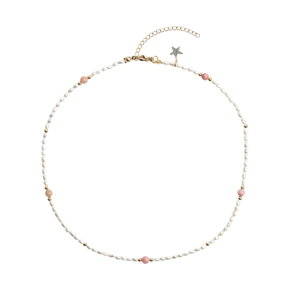 DARK Oval Pearl Necklace w/natural stone Dus Rosa
