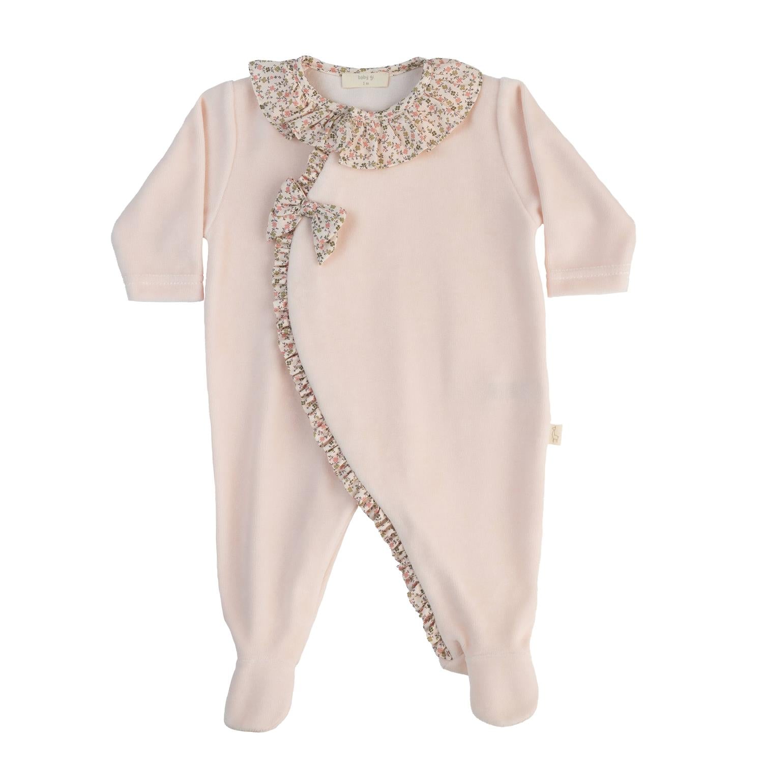BABY GI Velourdress m/fot,Leah Peach Pink