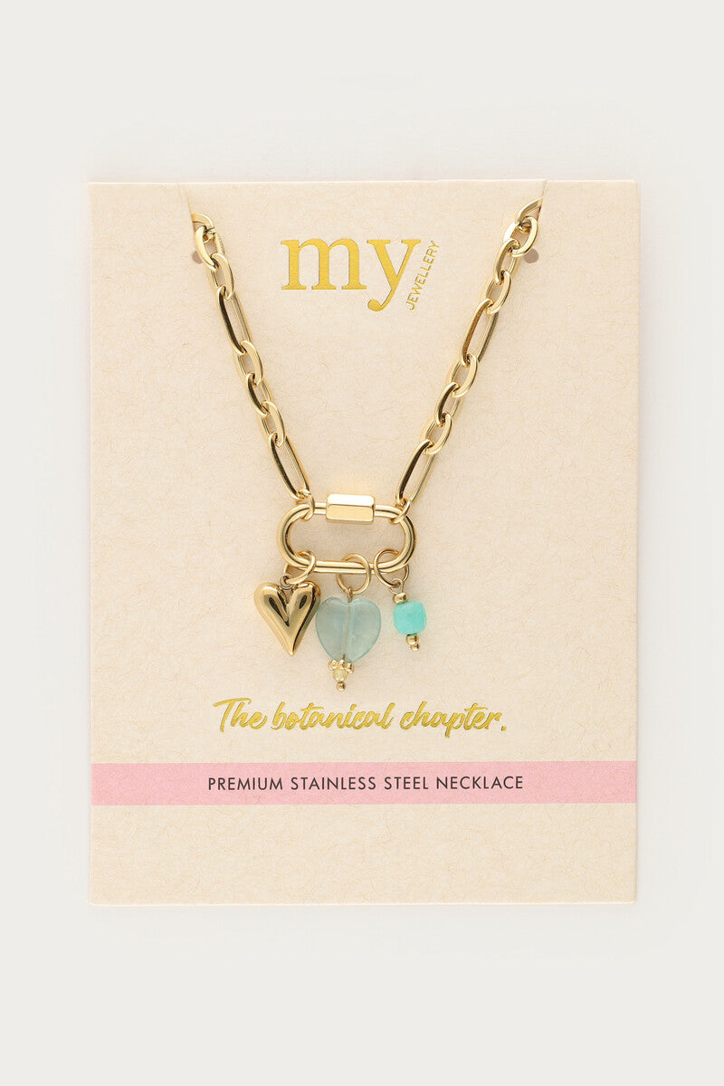 MY JEWELLERY Botanical chain necklace with green charms - Farmor Ingvarda