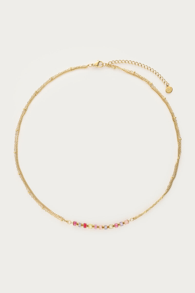 MY JEWELLERY Botanical necklace with mini multicoloured beads - Farmor Ingvarda