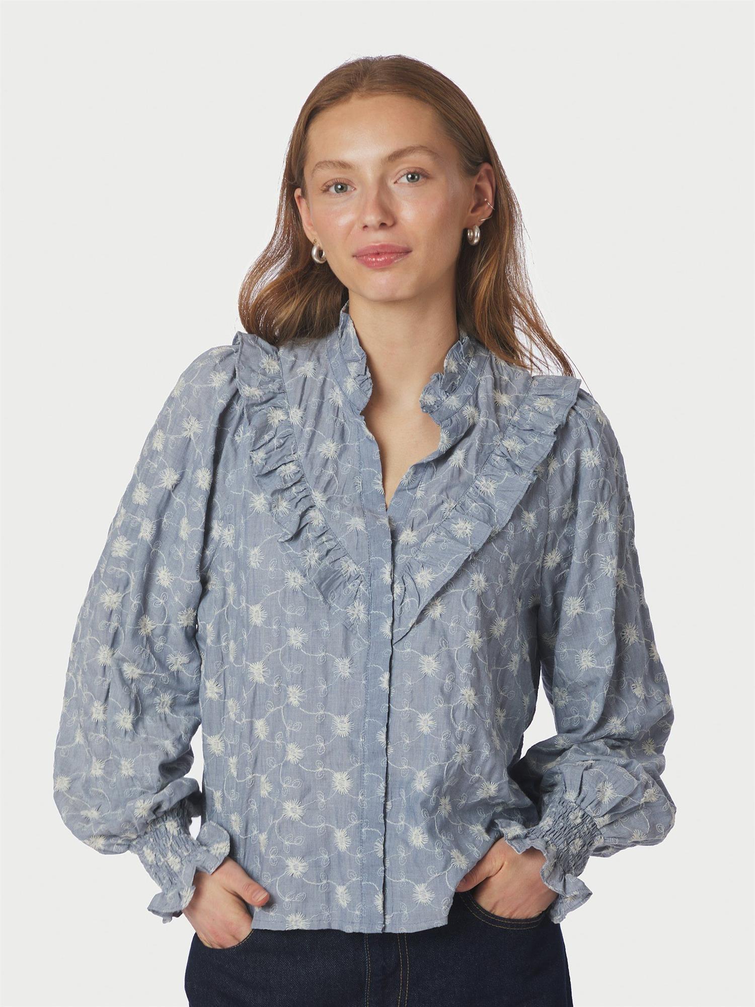 NEO NOIR Degas blouse Dusty Blue - Farmor Ingvarda