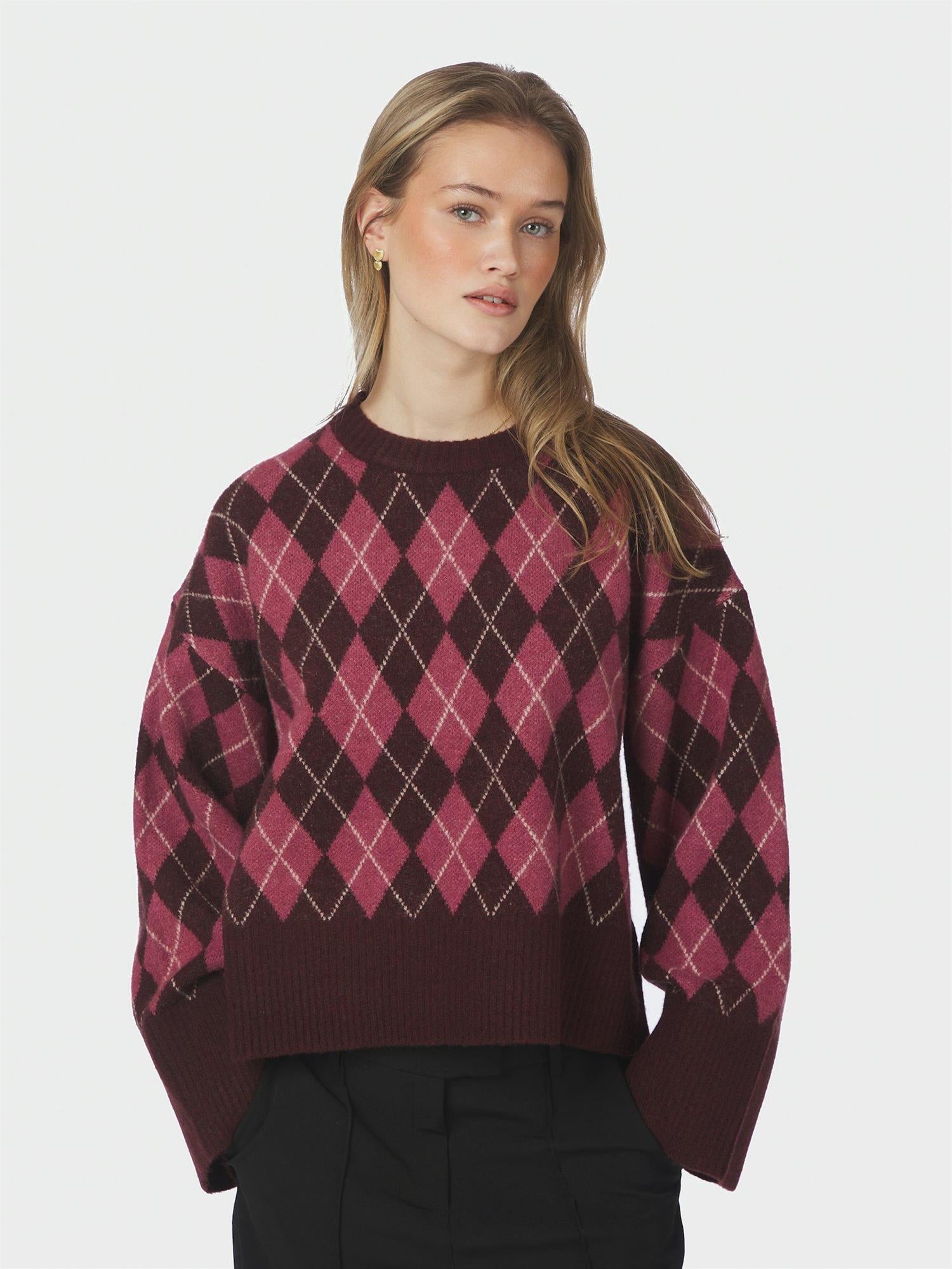NEO NOIR Kick Check Knit Blouse