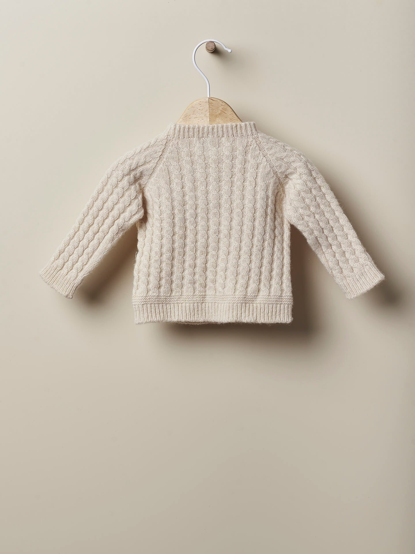 WEDOBLE Cable Knit Cardigan,Wool Lys Beige