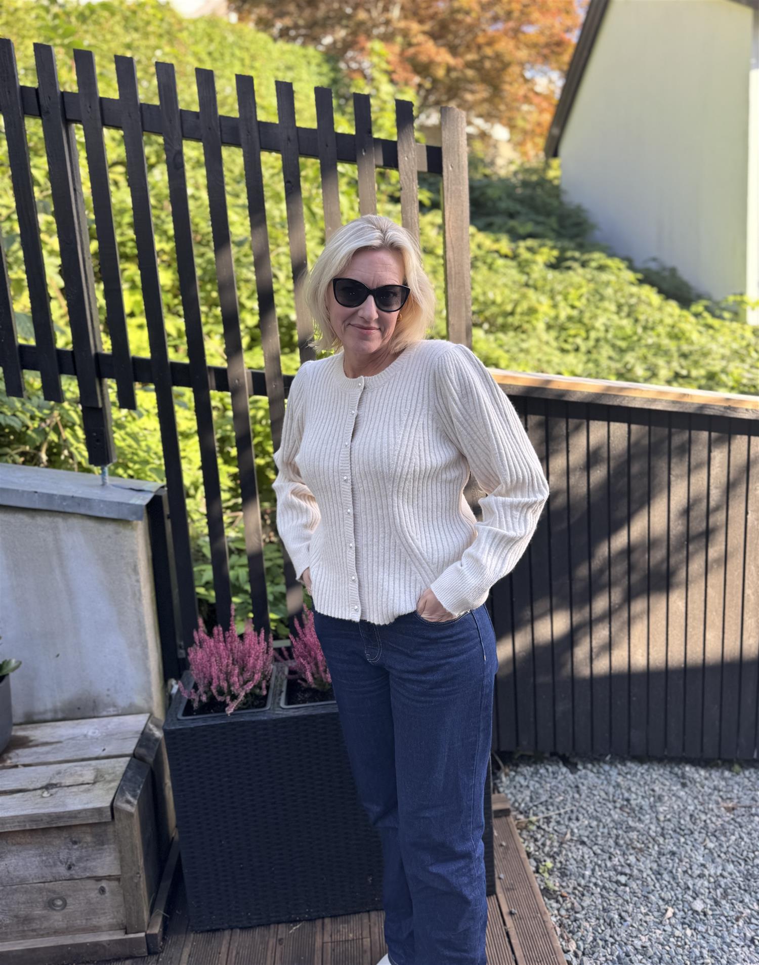 NEO NOIR Puli Knit Cardigan Ivory
