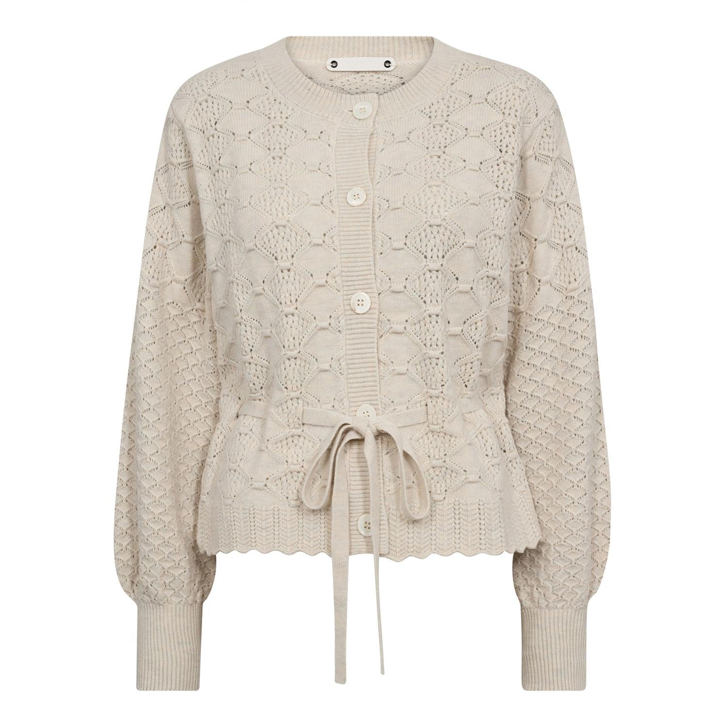 CO´ COUTURE Row Pointelle Tie Cardigan