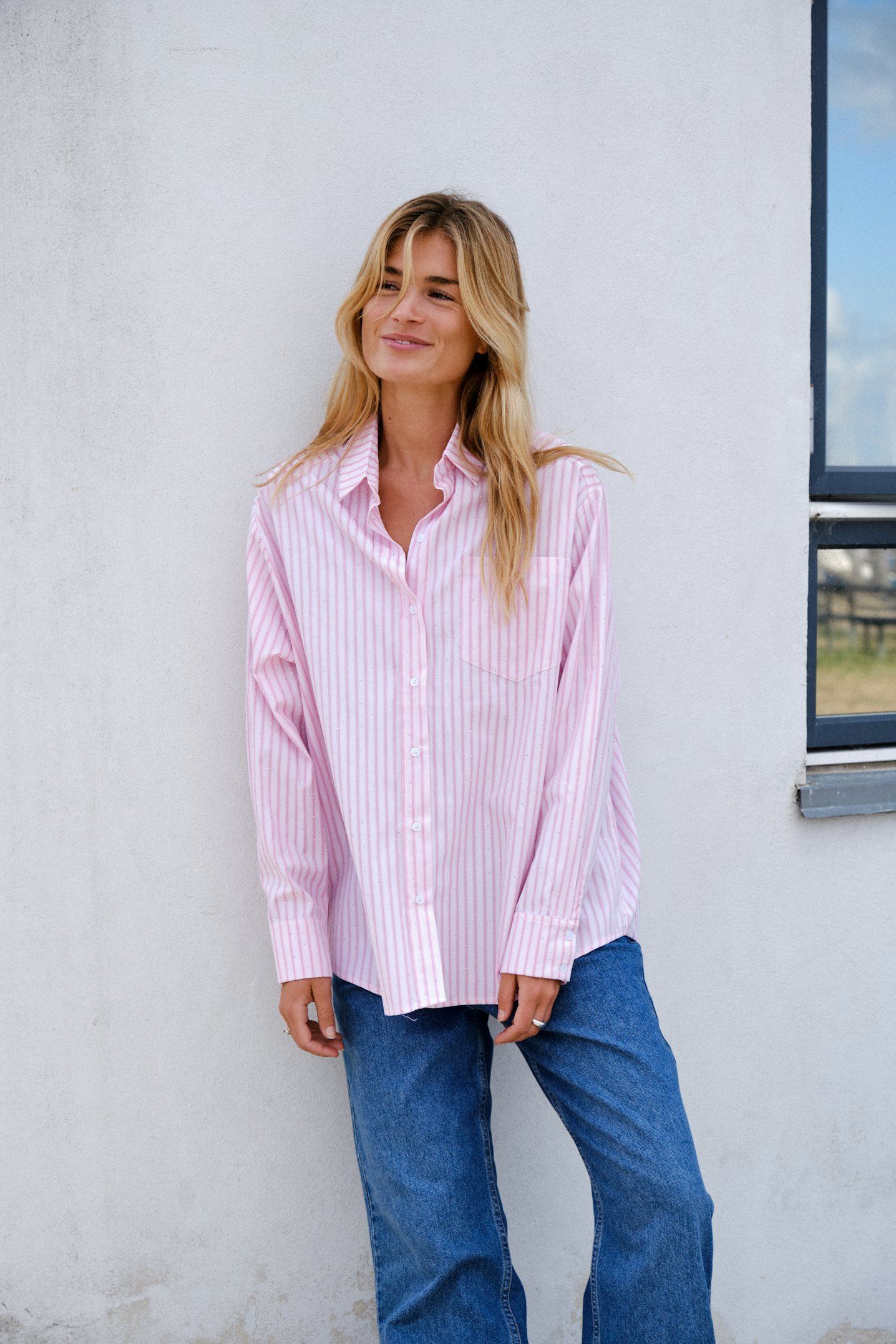 NEO NOIR Dalma Soft  Stripe Stone Shirt