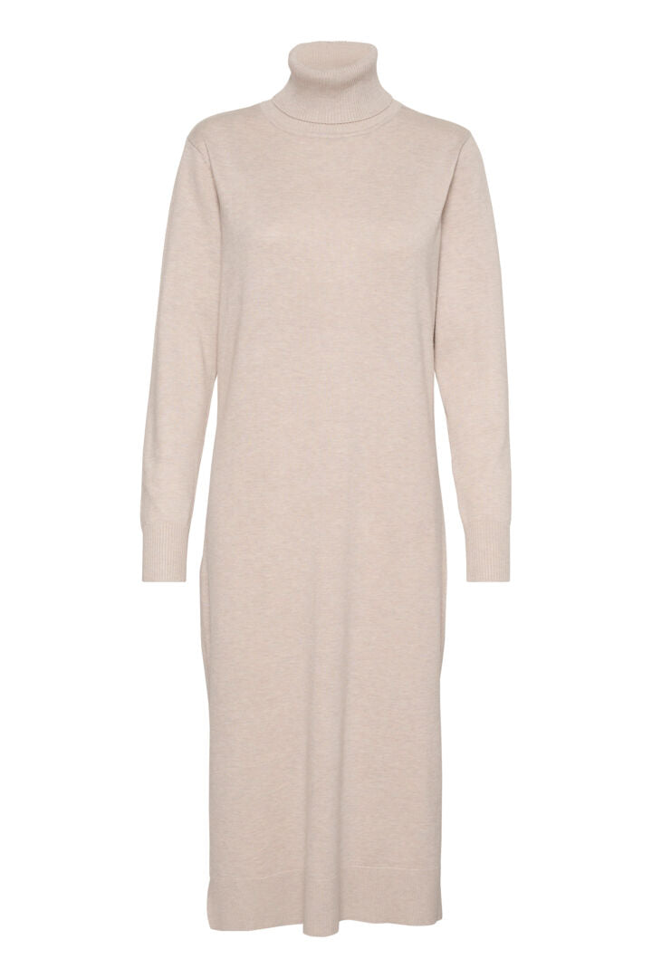 SAINT TROPEZ Mila rollneck long dress Lysegrå