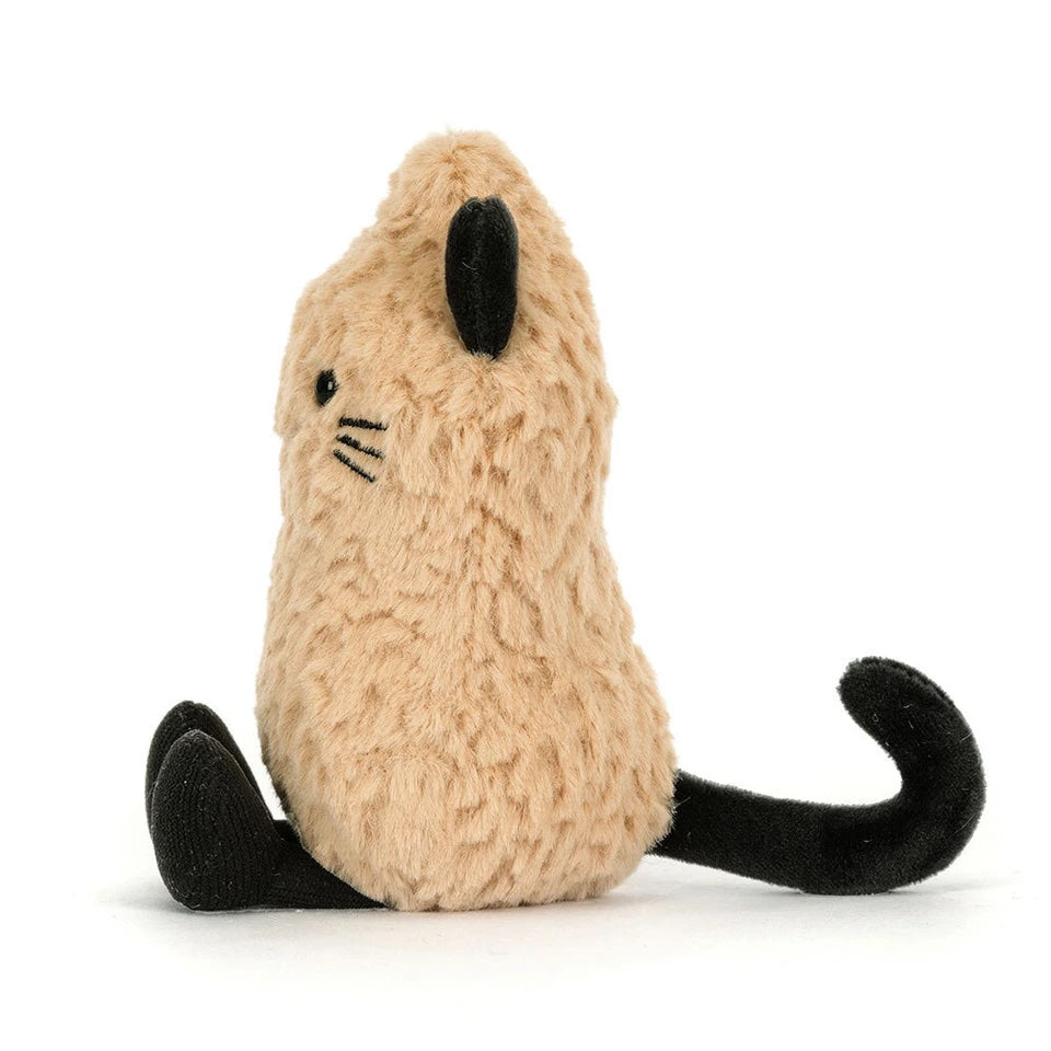 JELLYCAT Amuseables Peanut katt leke i sittende posisjon, 12 cm, myk og barnevennlig kosedyr i form av en peanøttkatt.