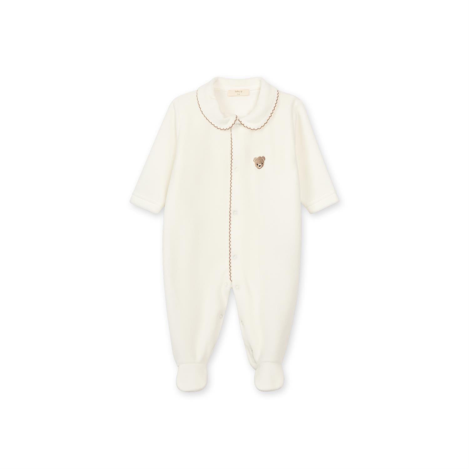 BABY GI Velourdress m/Fot,Bear Krem