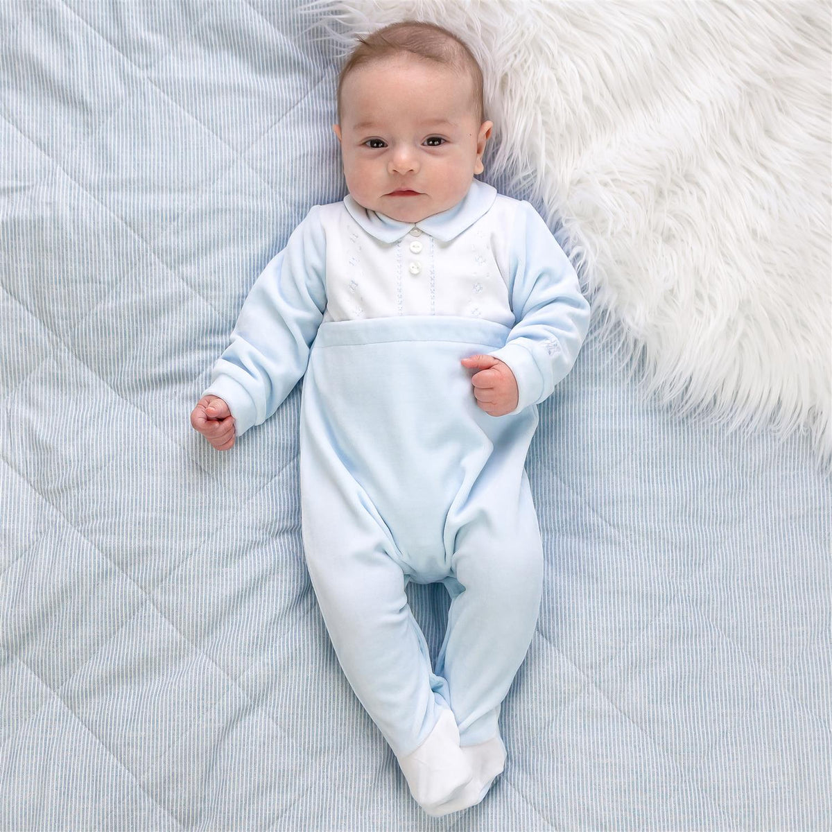 EMILE ET ROSE Monty Babydress,Velour Blå/Hvit