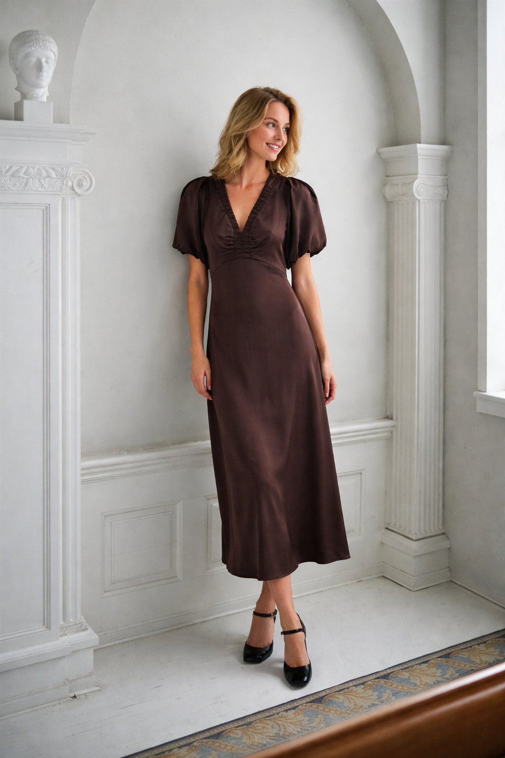 NEO NOIR Illana Heavy Sateen Dark Brown - Farmor Ingvarda
