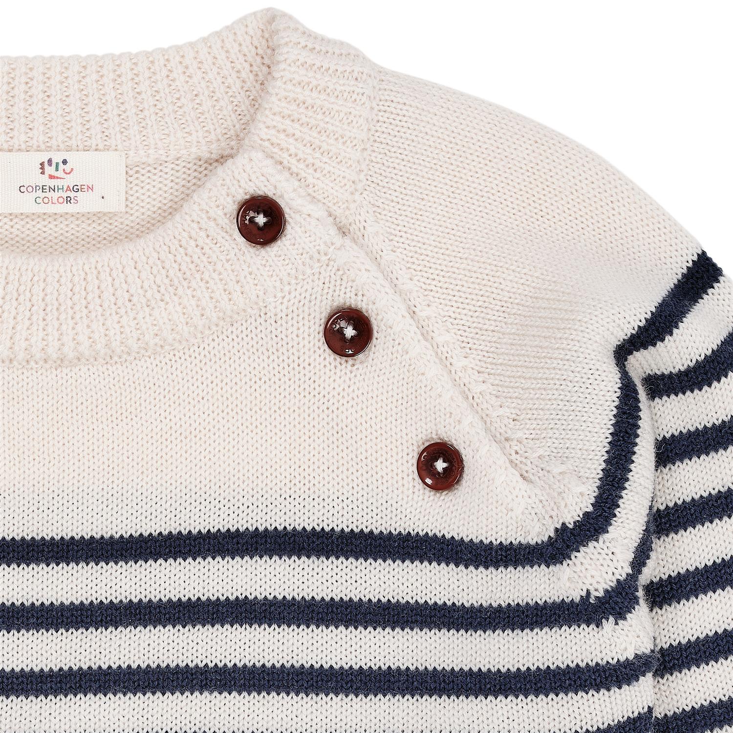 COPENHAGEN COLORS Merino Striped Pullover Krem/Blå