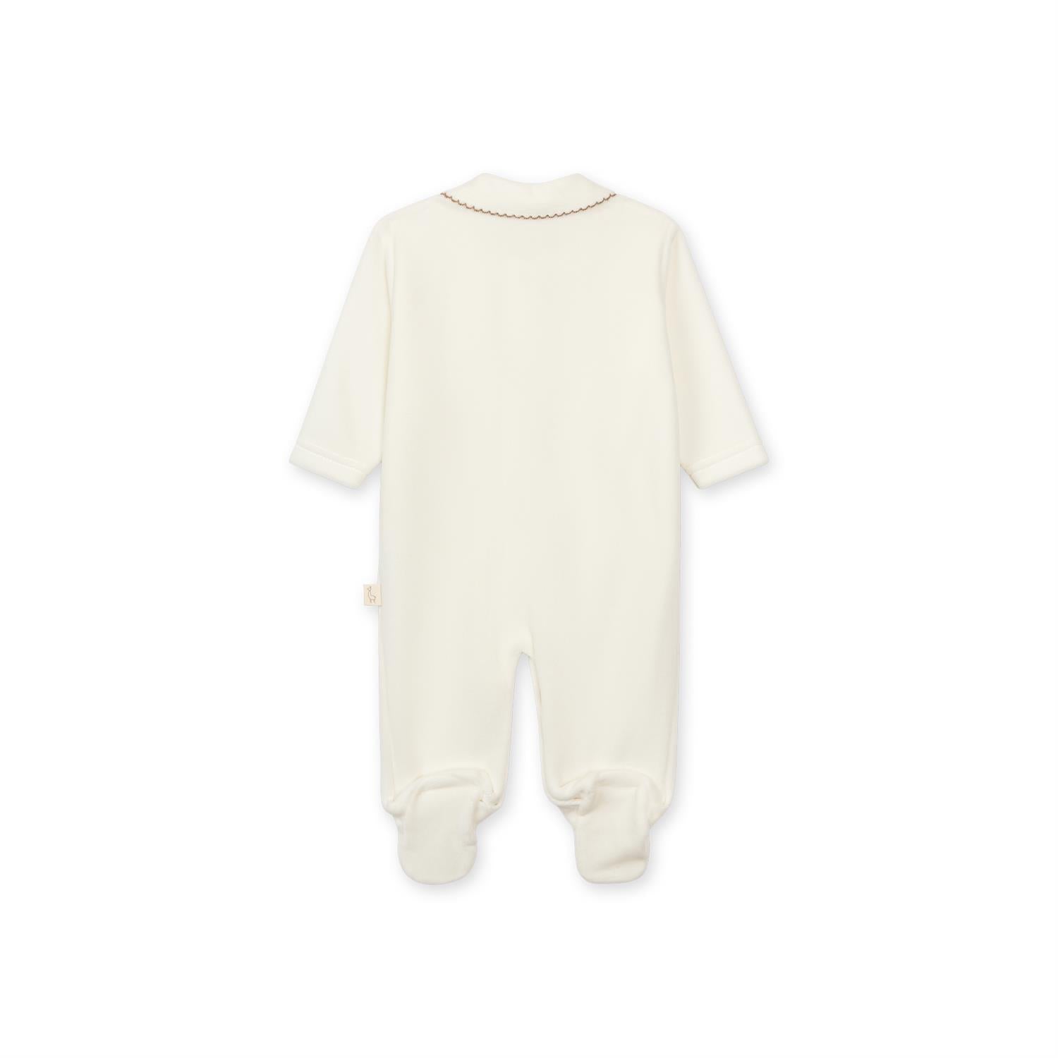BABY GI Velourdress m/Fot,Bear Krem