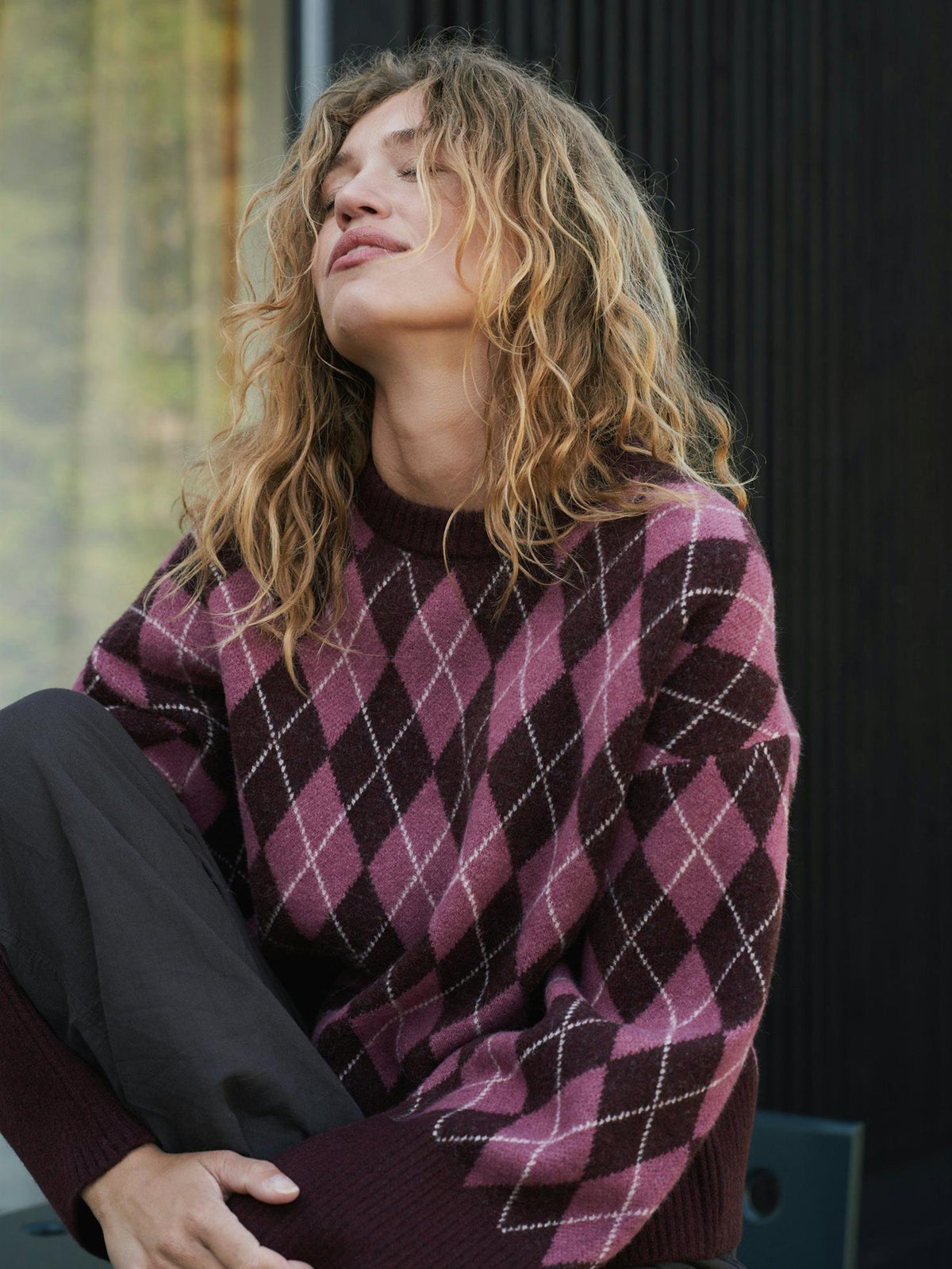 NEO NOIR Kick Check Knit Blouse