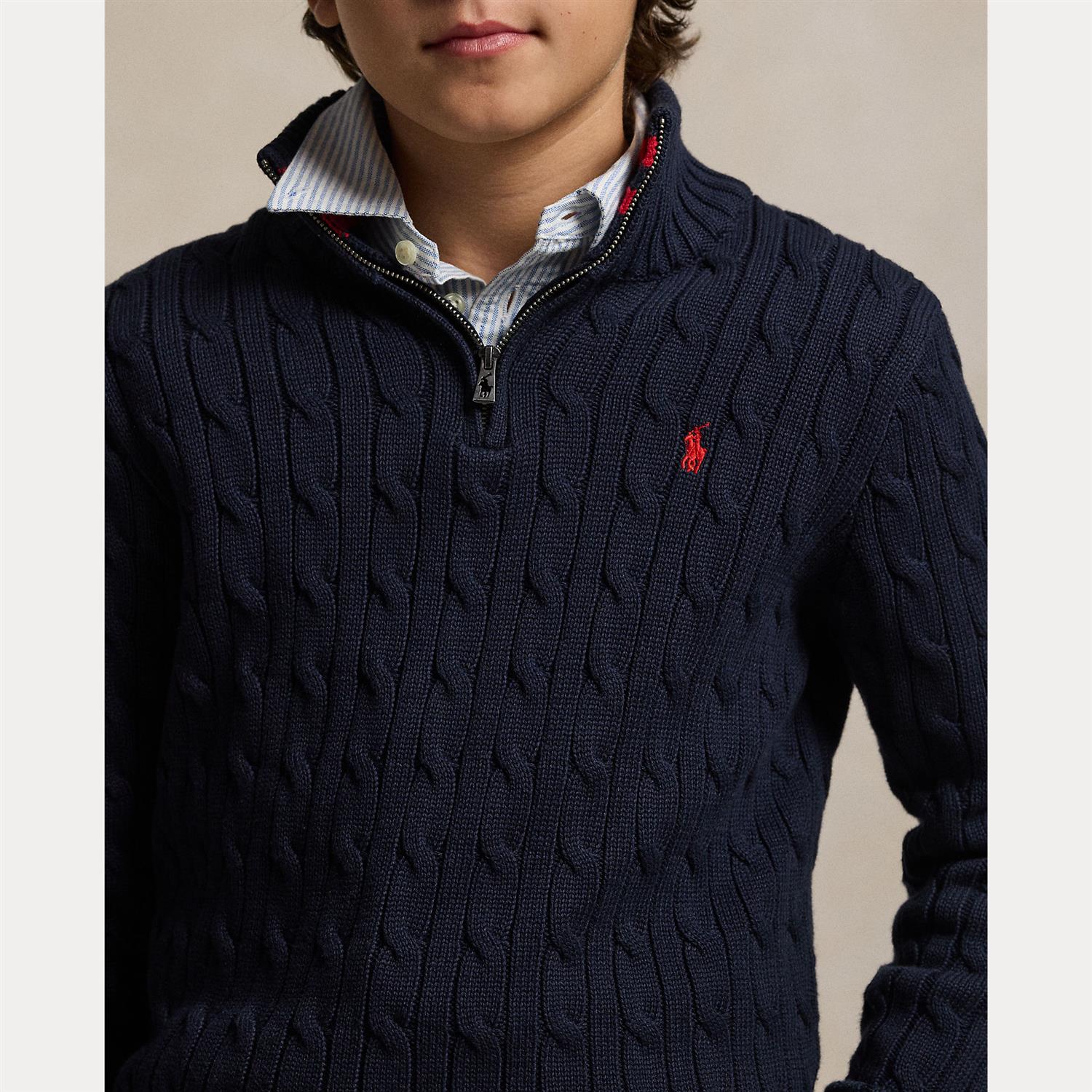 RALPH LAUREN 8-16År LS HZ Sweater Pullover,Teens Mørkeblå