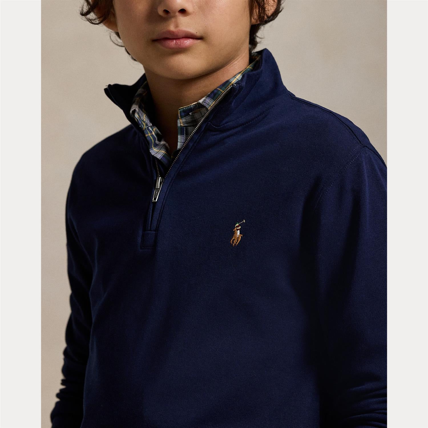 RALPH LAUREN 8-16År Genser Halfzip Mørkeblå