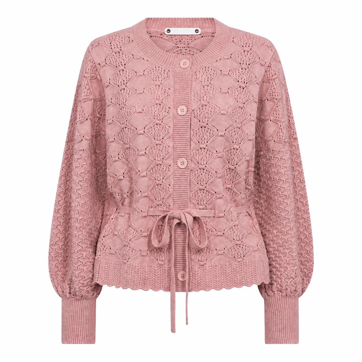 CO´ COUTURE Row Pointelle Tie Cardigan